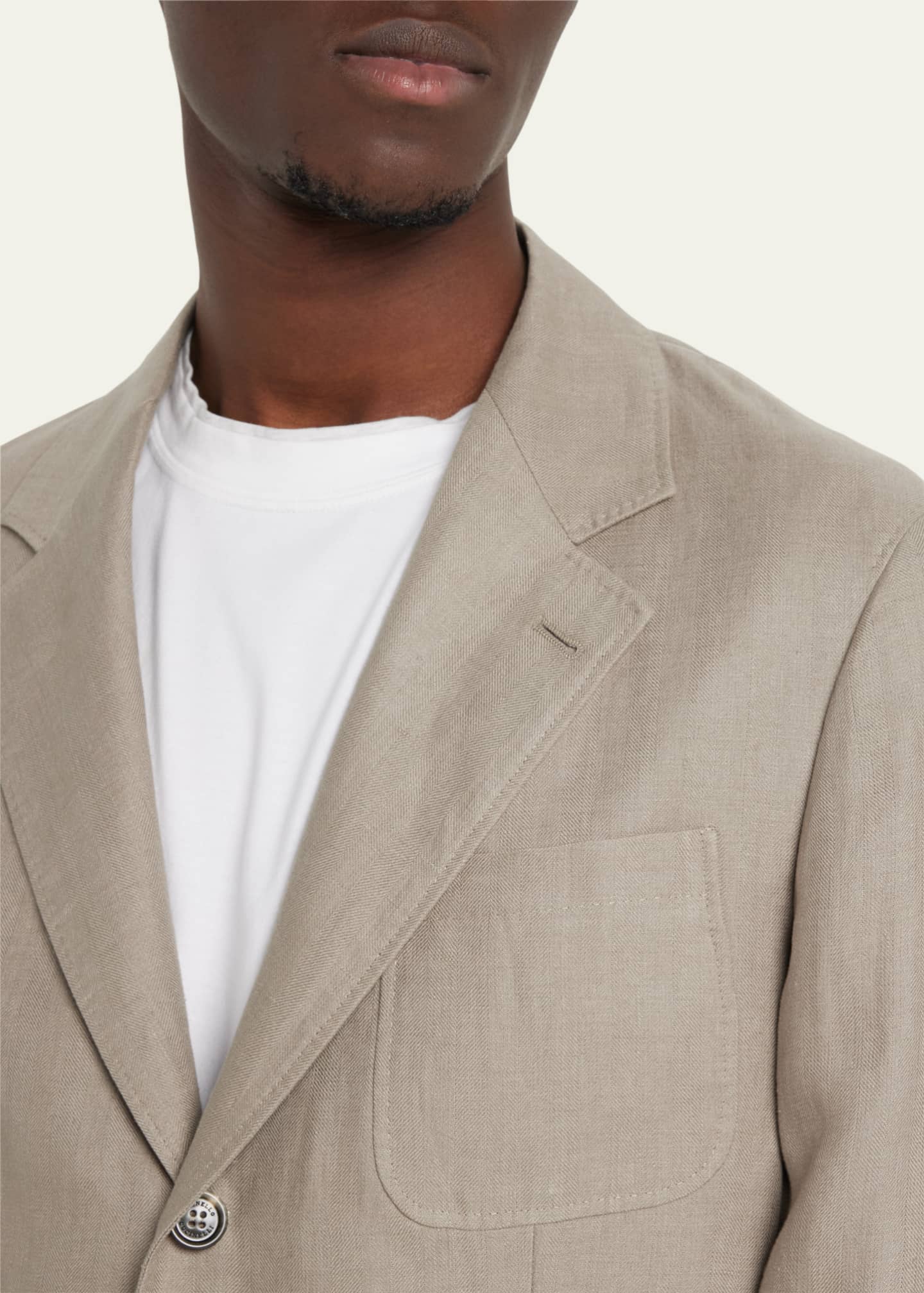 Brunello Cucinelli Men's Chevron Linen Sport Coat Image 5 of 5