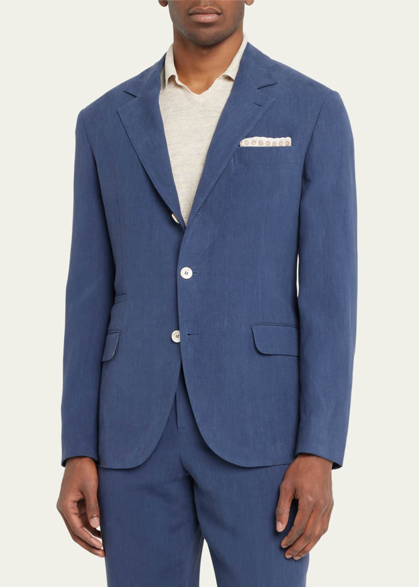 Brunello Cucinelli Men's Solid Linen Suit Image 3 of 5