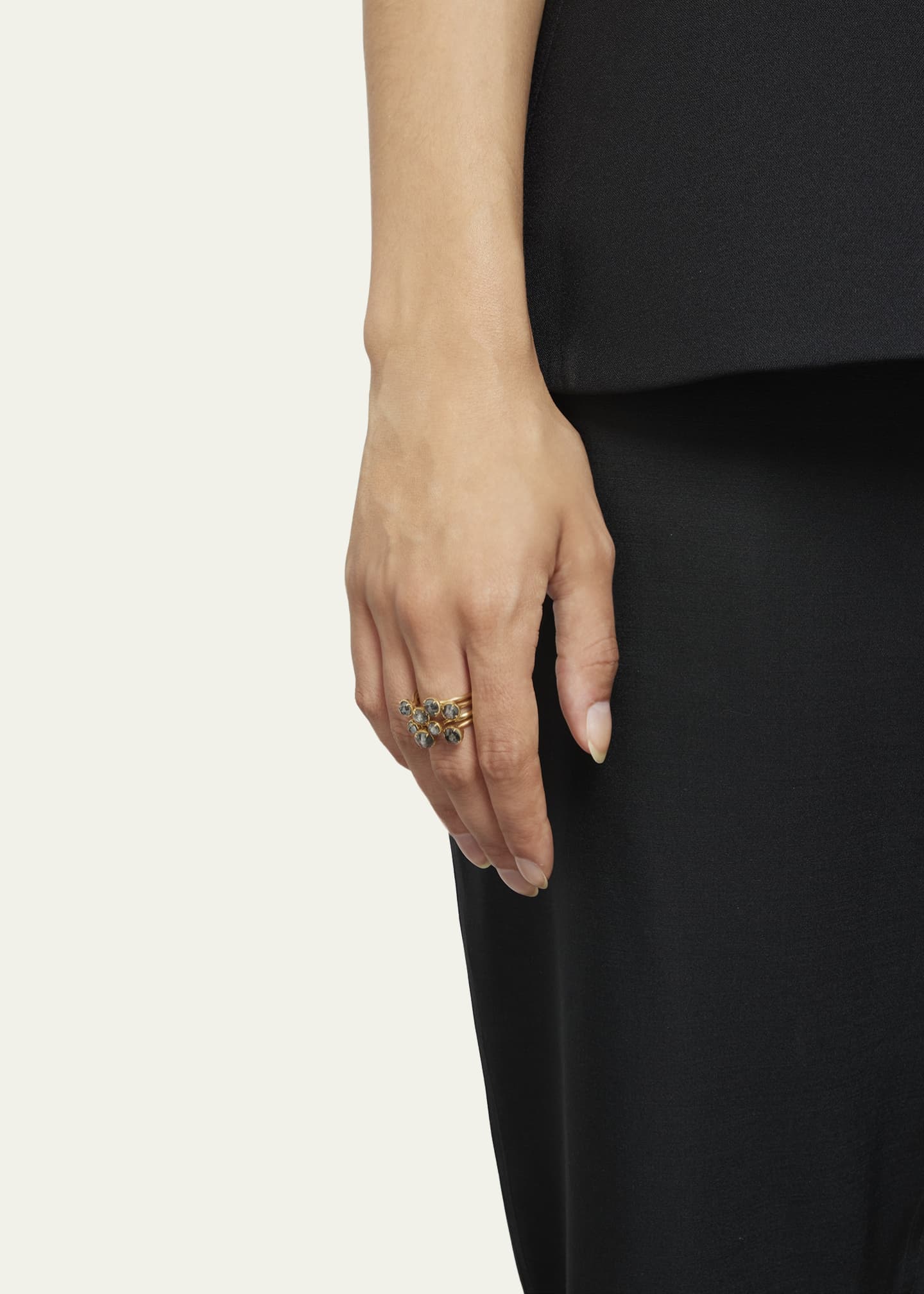 Kimberly McDonald 18k Green Gold Multi Finger Cuff Ring with Rose
