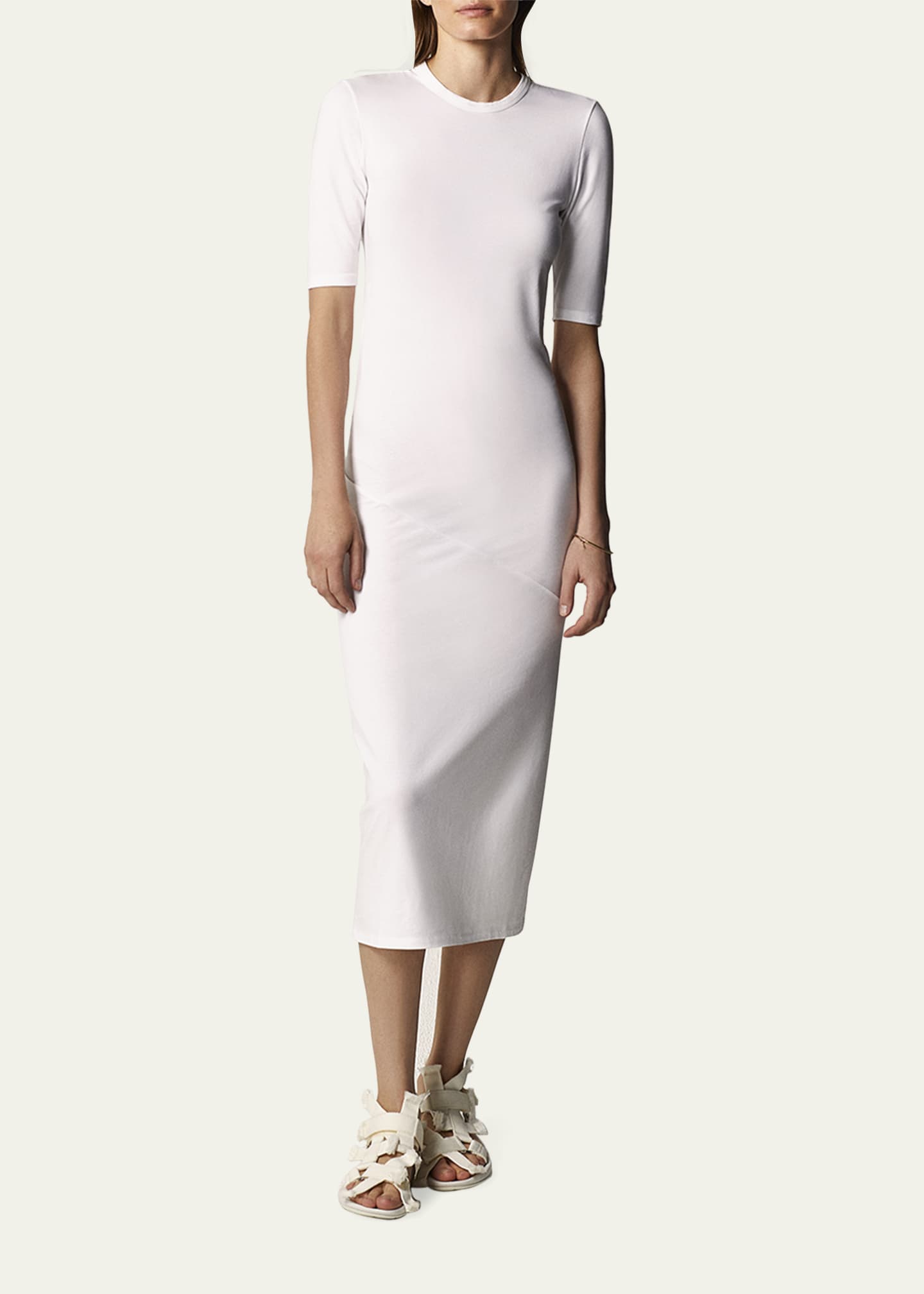 Another Tomorrow Elbow Sleeve Dress | White Size M