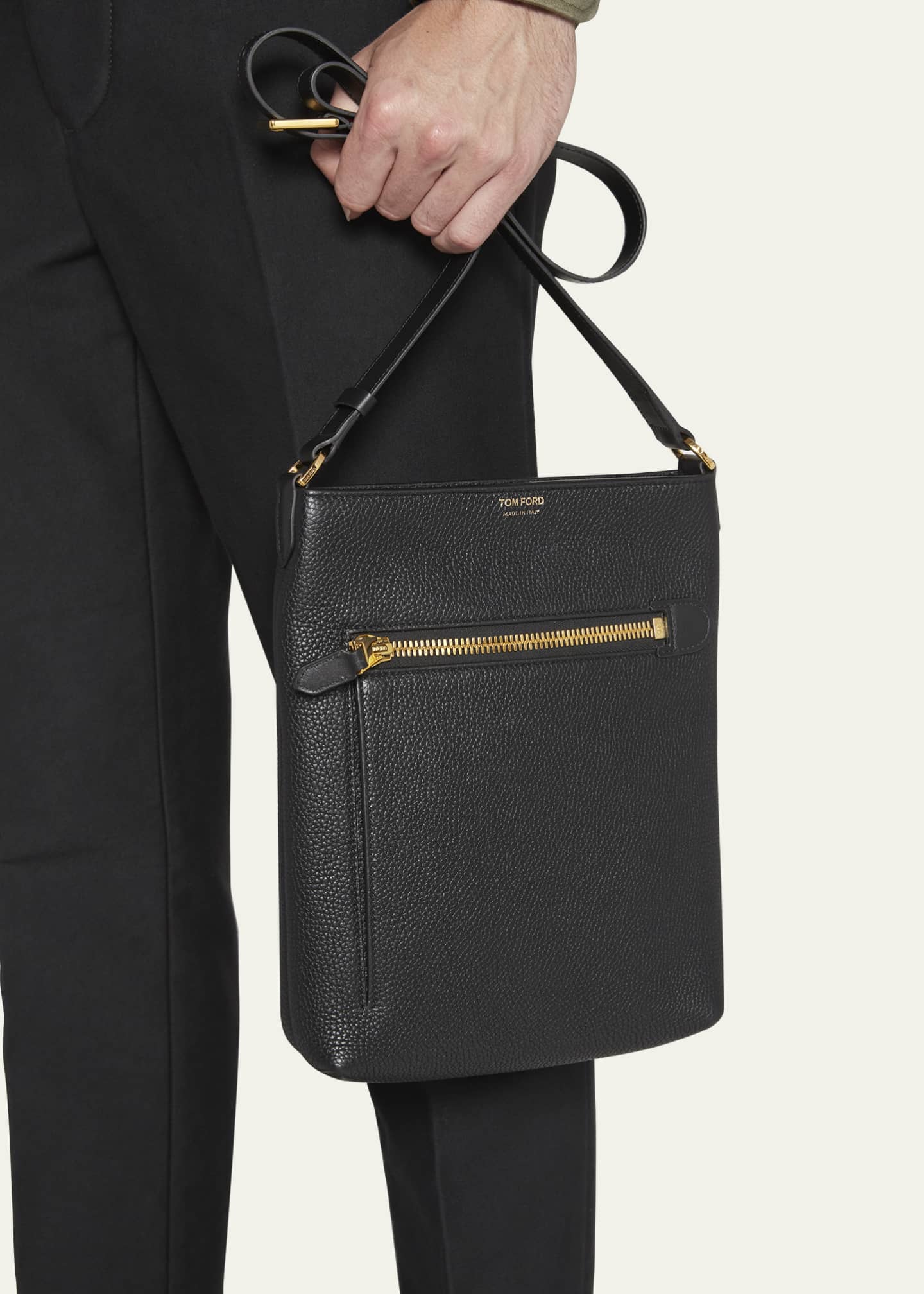 TOM FORD Men's Grain Leather Vertical Messenger Bag - Bergdorf Goodman