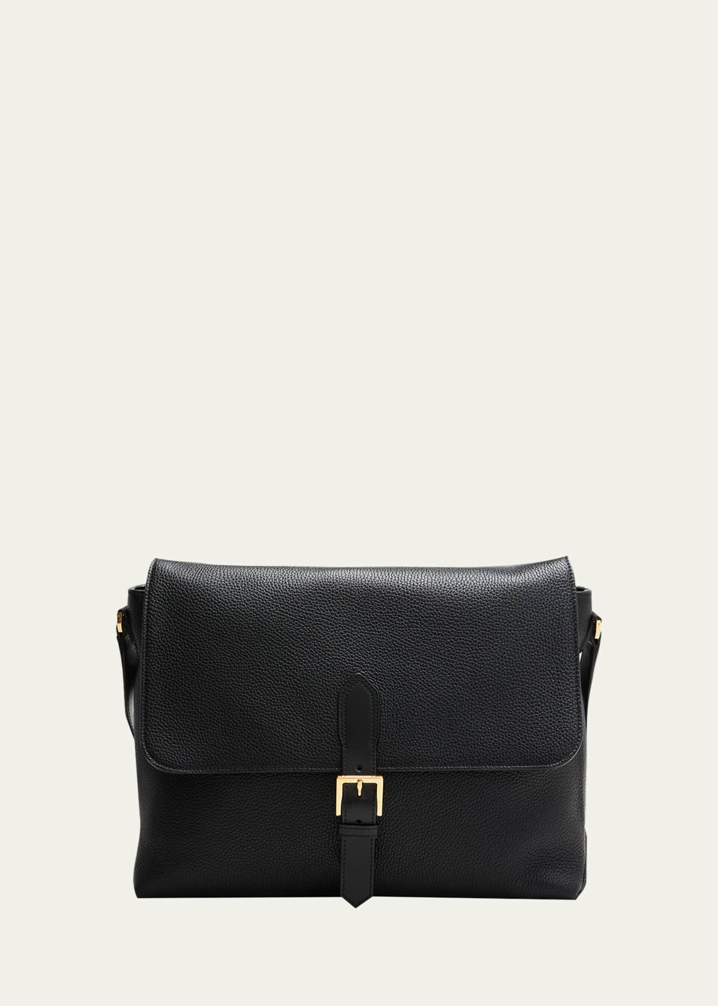 TOM FORD Men's Grain Leather Medium Messenger Bag Bergdorf Goodman