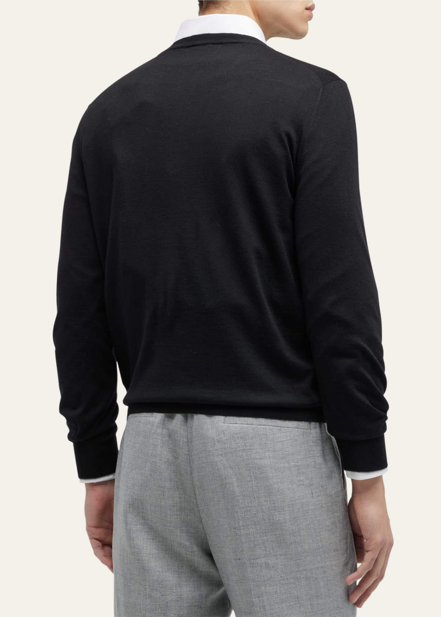 Brunello Cucinelli Men's Wool-Cashmere Crewneck Sweater Image 3 of 5