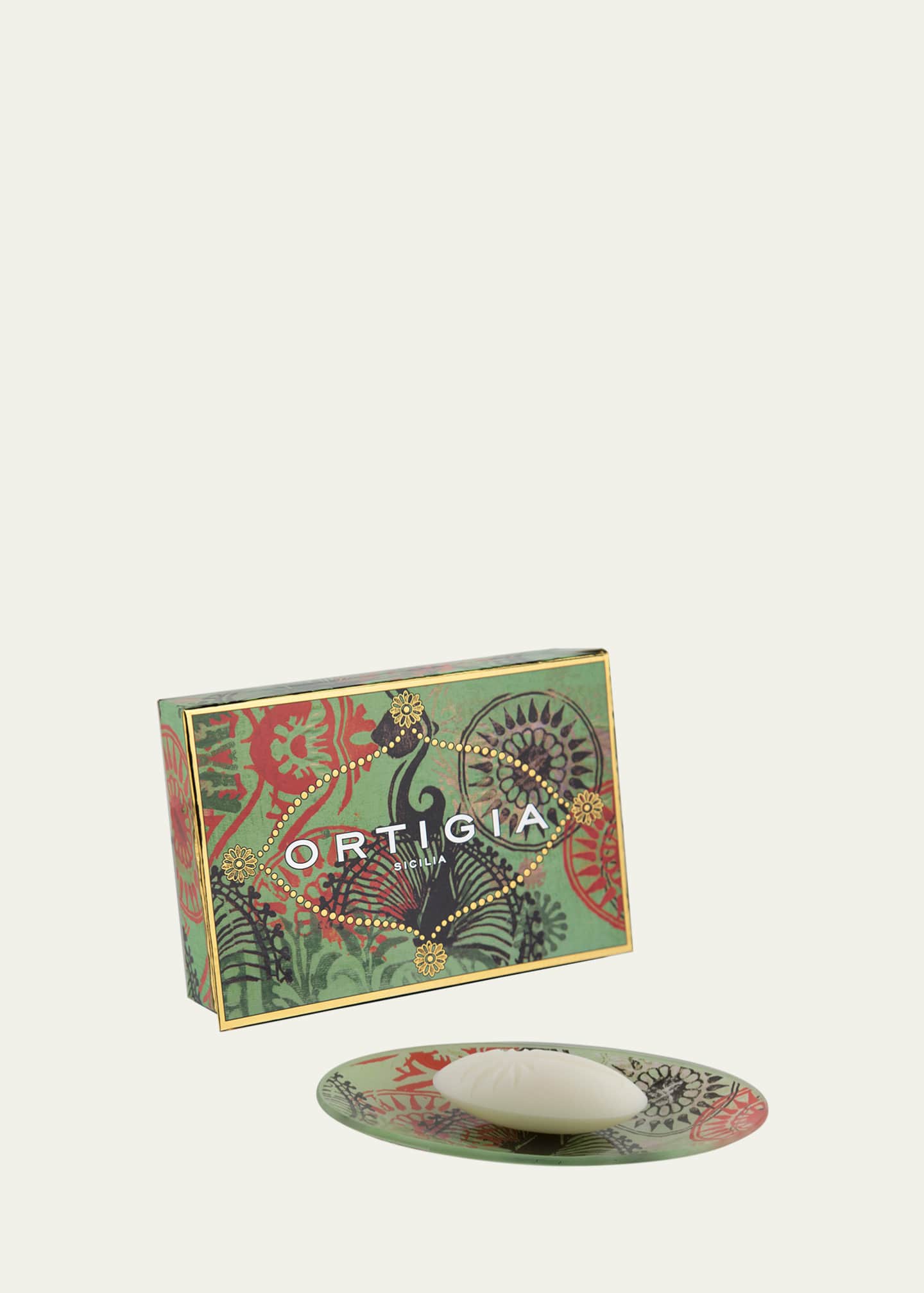 Ortigia 1.4oz Fico D India Glass Plate & Soap Set