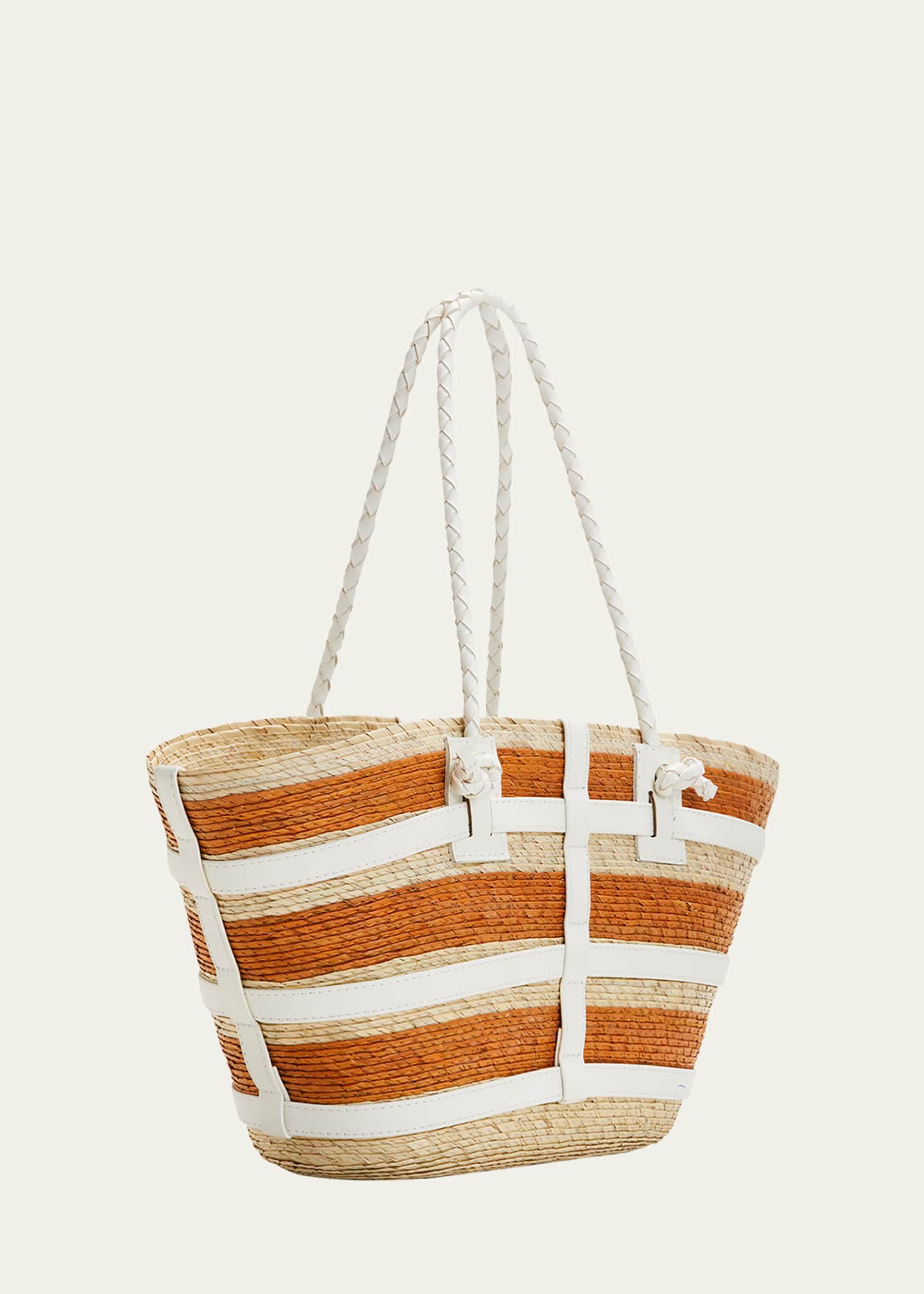 Altuzarra Watermill Small Straw & Leather Tote Bag Bergdorf Goodman