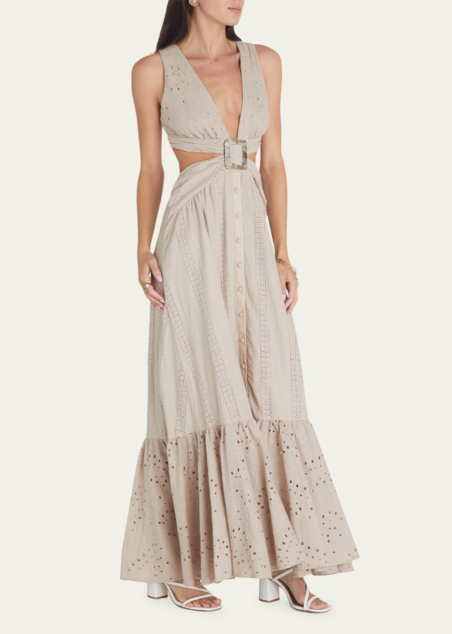 Aqua Blu Australia Gail Embroidered Cutout Maxi Dress Bergdorf