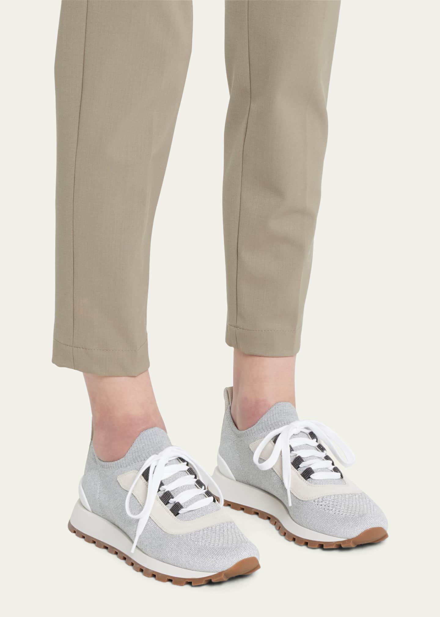 Brunello Cucinelli Knit Suede Trainer Sneakers - Bergdorf