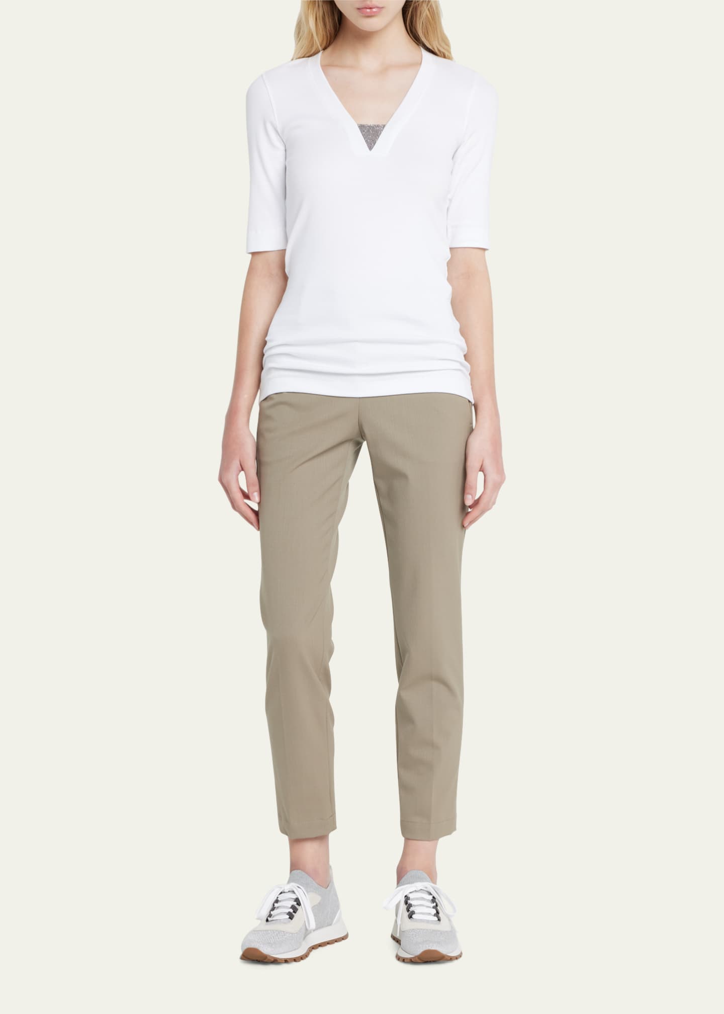 Brunello Cucinelli Knit Suede Trainer Sneakers Image 3 of 5