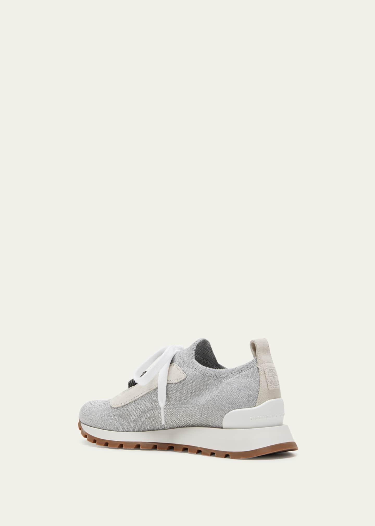 Brunello Cucinelli Knit Suede Trainer Sneakers Image 4 of 5