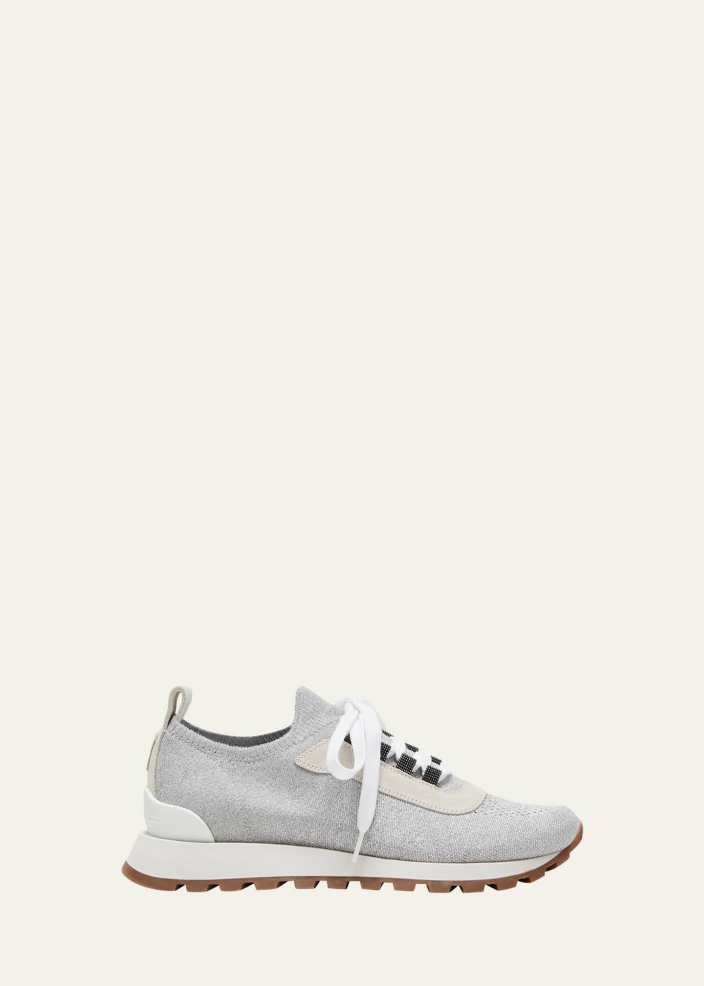 Brunello Cucinelli Knit Suede Trainer Sneakers - Bergdorf Goodman