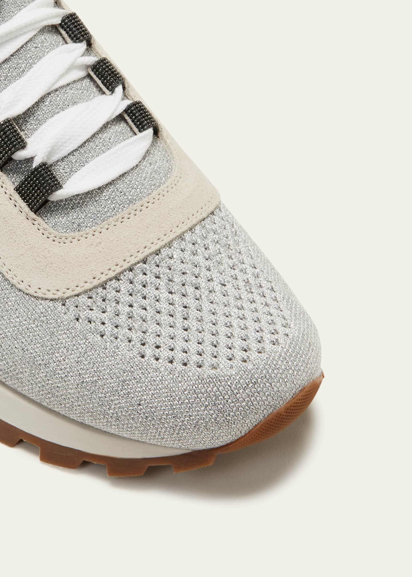Brunello Cucinelli Knit Suede Trainer Sneakers Image 5 of 5