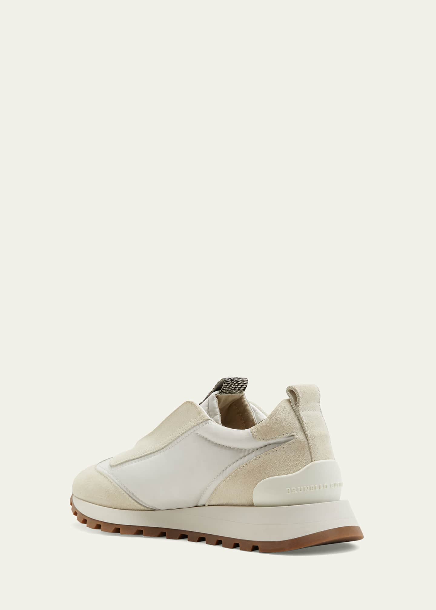 Brunello Cucinelli Mixed Leather Slip-On Runner Sneakers