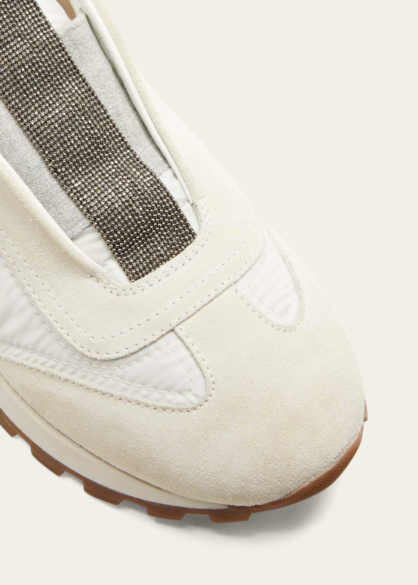 Brunello Cucinelli Mixed Leather Slip-On Runner Sneakers