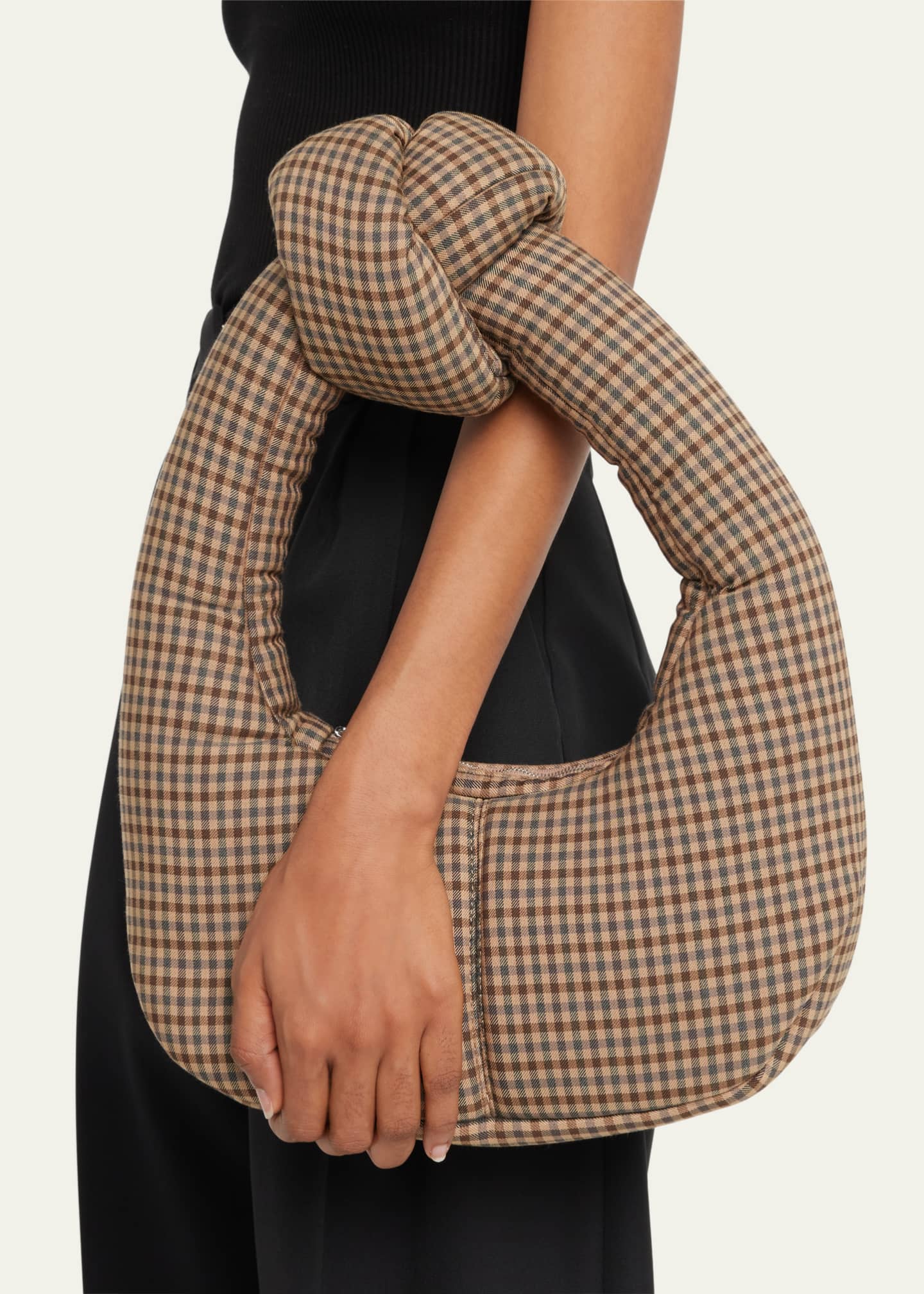 A.W.A.K.E. MODE Mia Gingham Knot Top-Handle Bag Image 2 of 5