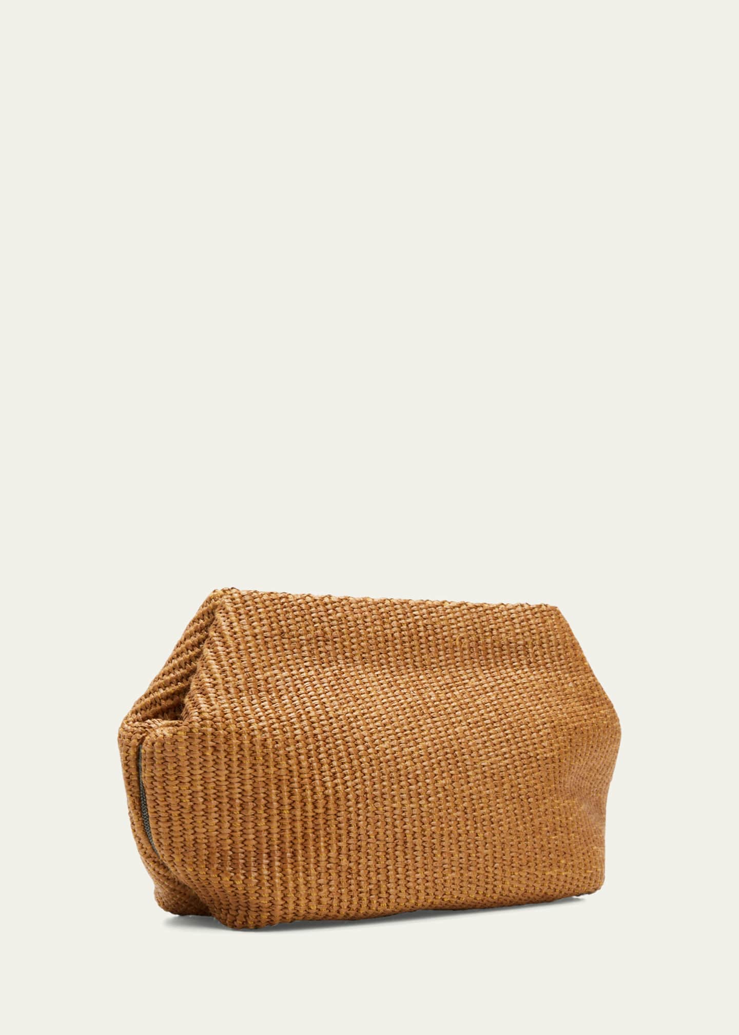Braided raffia clutch bag