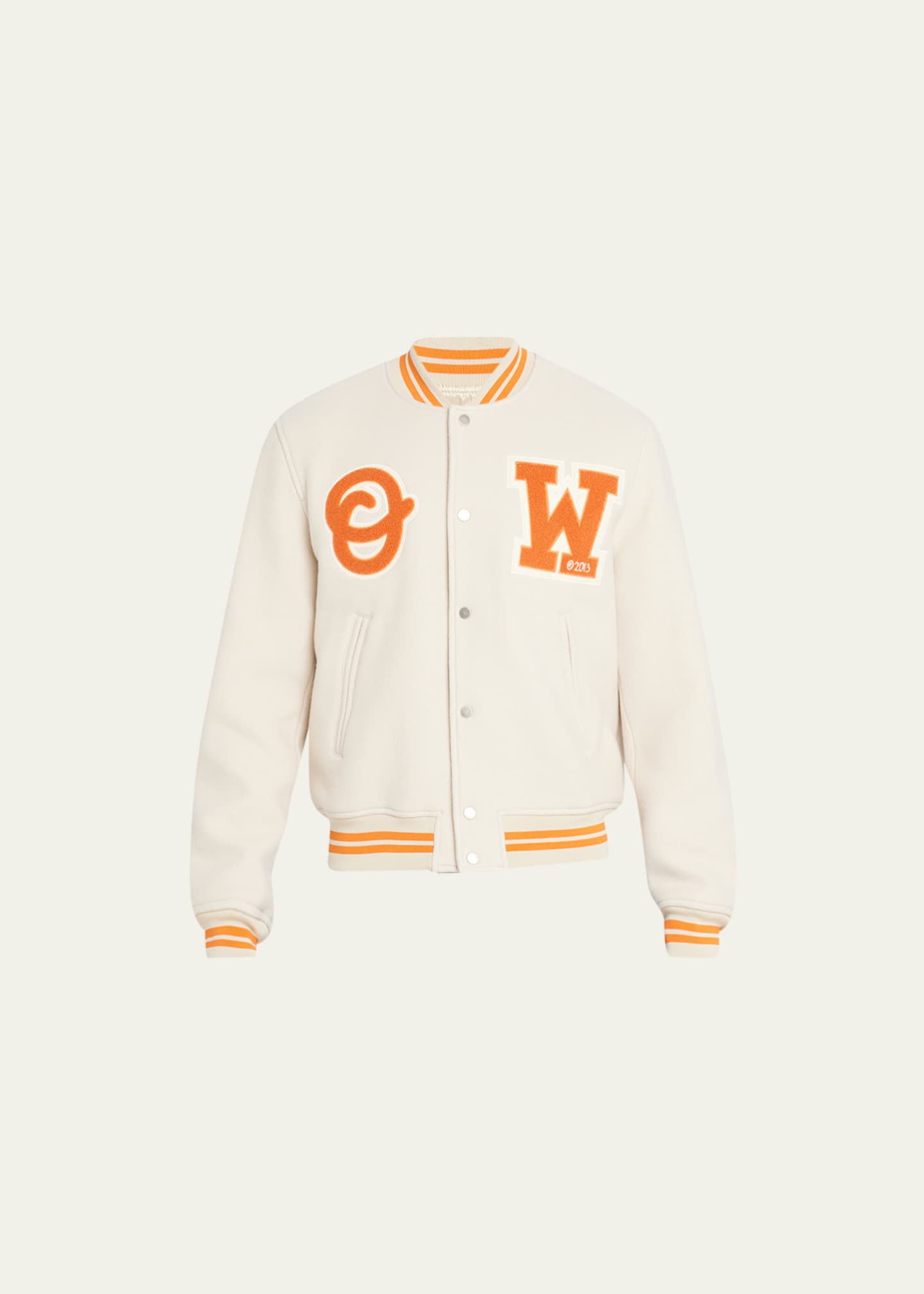 OffWhite Men's Logo Patch Wool Letterman Varsity Jacket Bergdorf Goodman