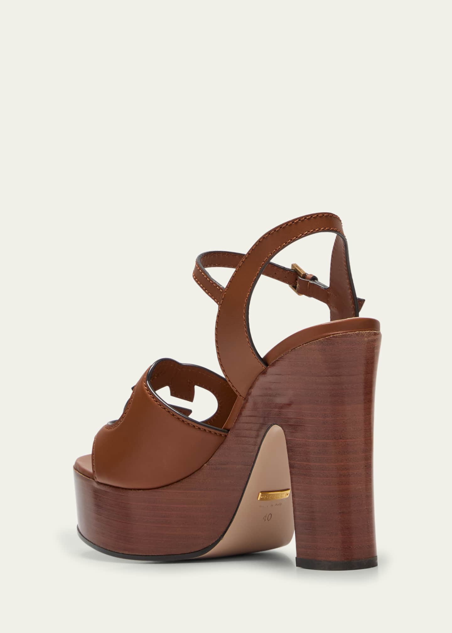 Gucci GG Cutout Ankle-Strap Platform Sandals Image 4 of 5