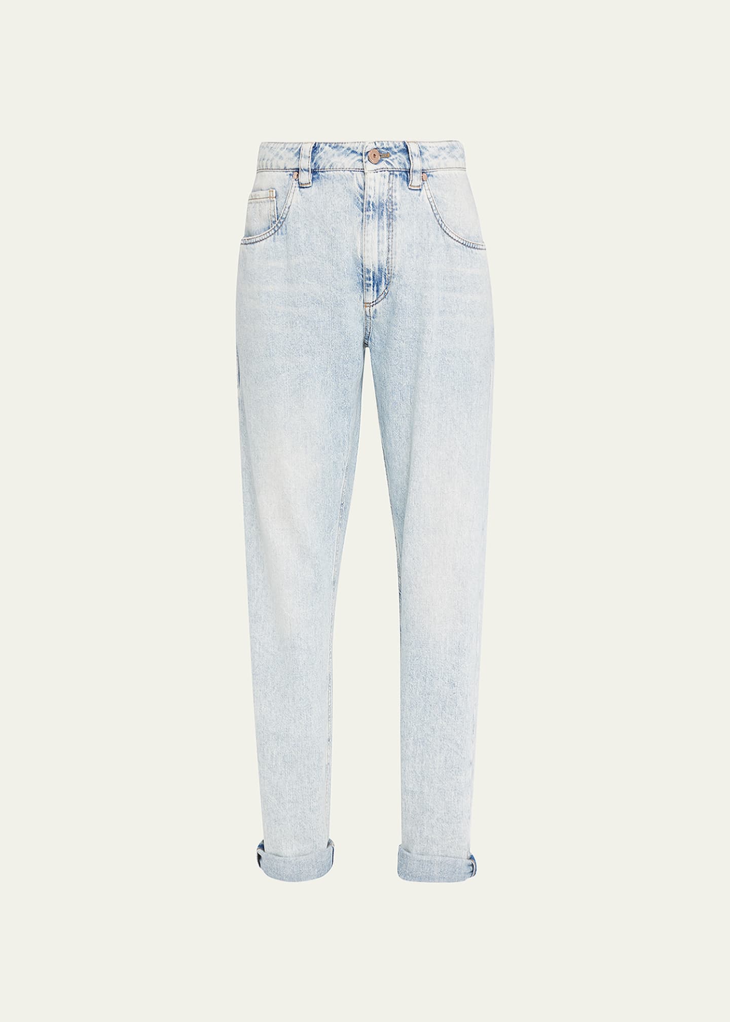 Brunello Cucinelli Soft Denim Cuffed Mid-Rise Jeans