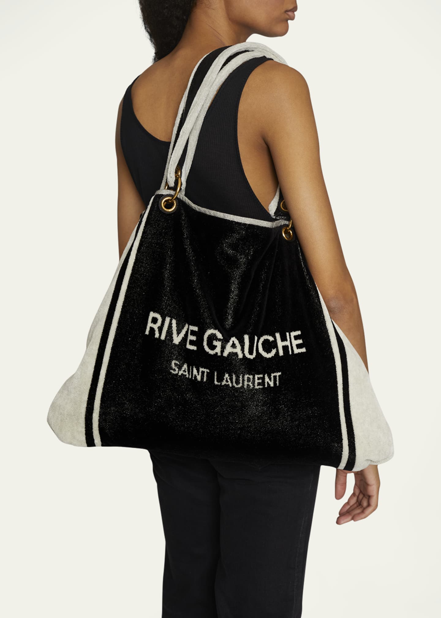 Saint Laurent Rive Gauche Towel Cabas in Terrycloth Image 2 of 6