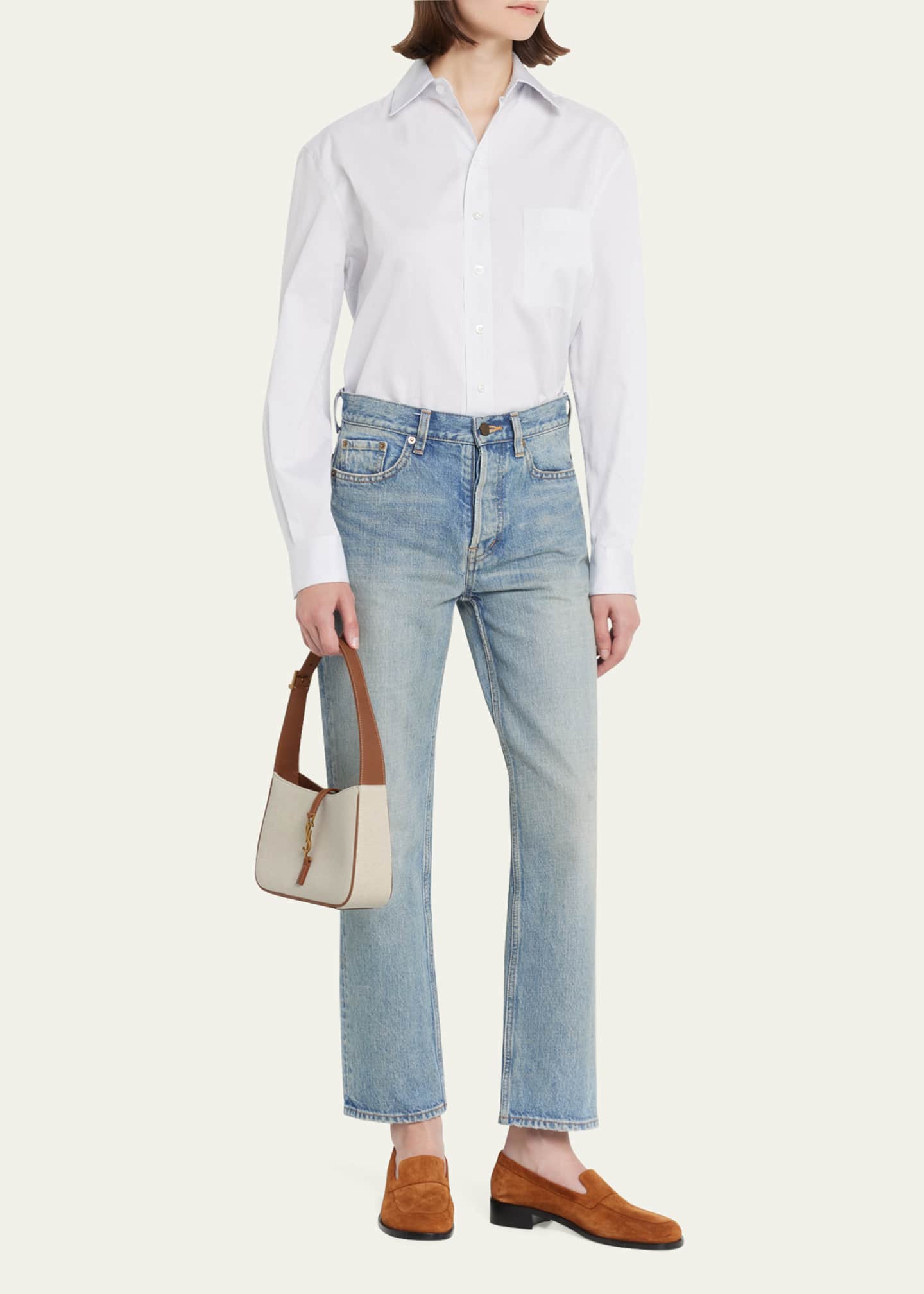 Saint Laurent Le 5 A 7 YSL Shoulder Bag in Canvas Bergdorf Goodman