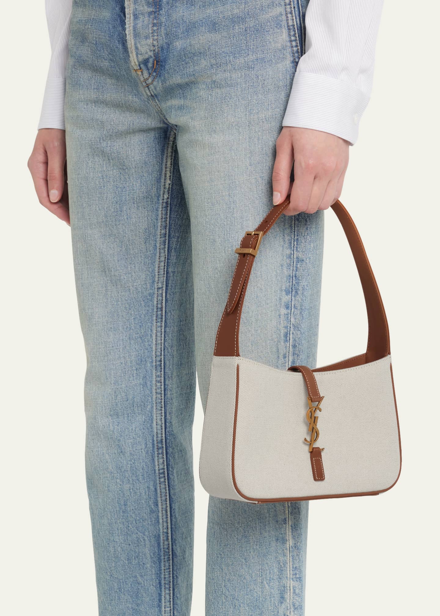 Saint Laurent Le 5 A 7 YSL Shoulder Bag in Canvas Bergdorf Goodman