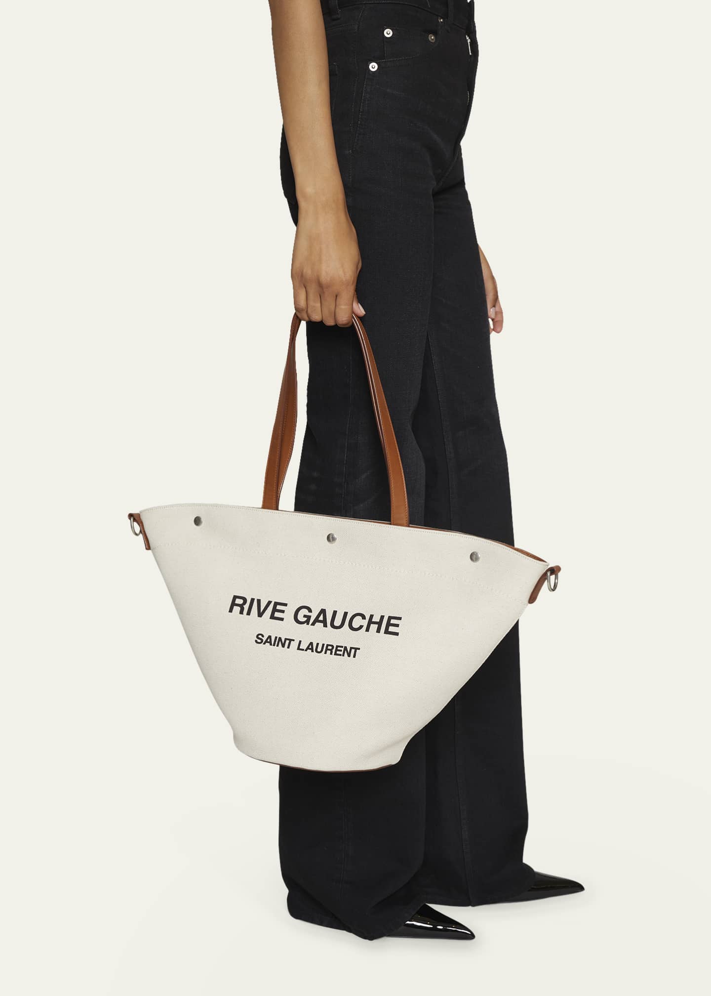 Saint Laurent Rive Gauche Cabas Tote Bag in Canvas Bergdorf Goodman