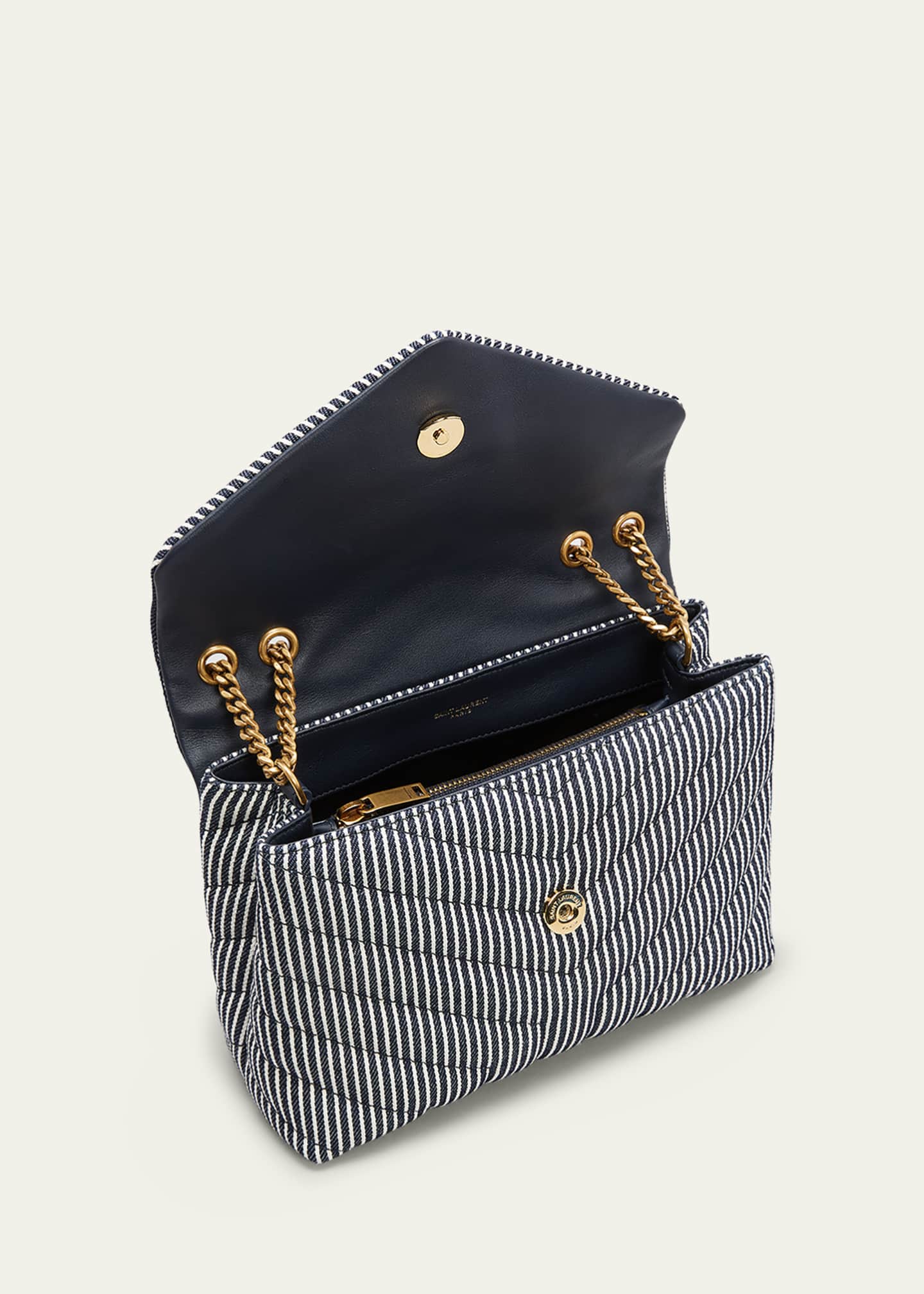 Saint Laurent Loulou Small Striped Chain Shoulder Bag