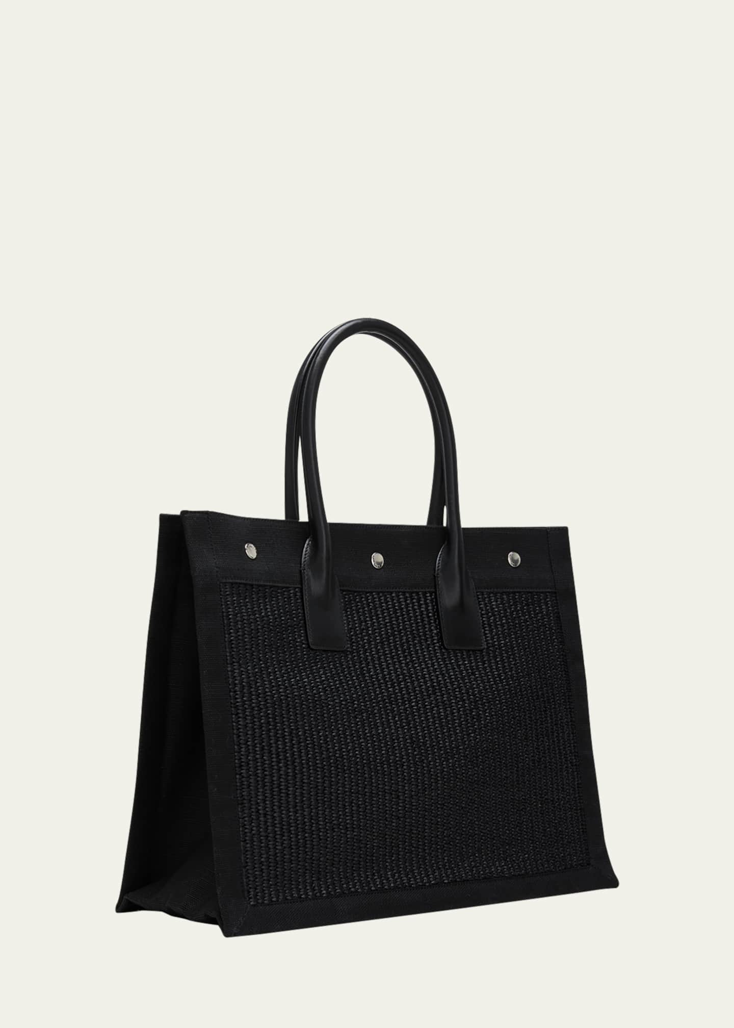 Saint Laurent Rive Gauche Small Tote Bag in Raffia - Bergdorf Goodman