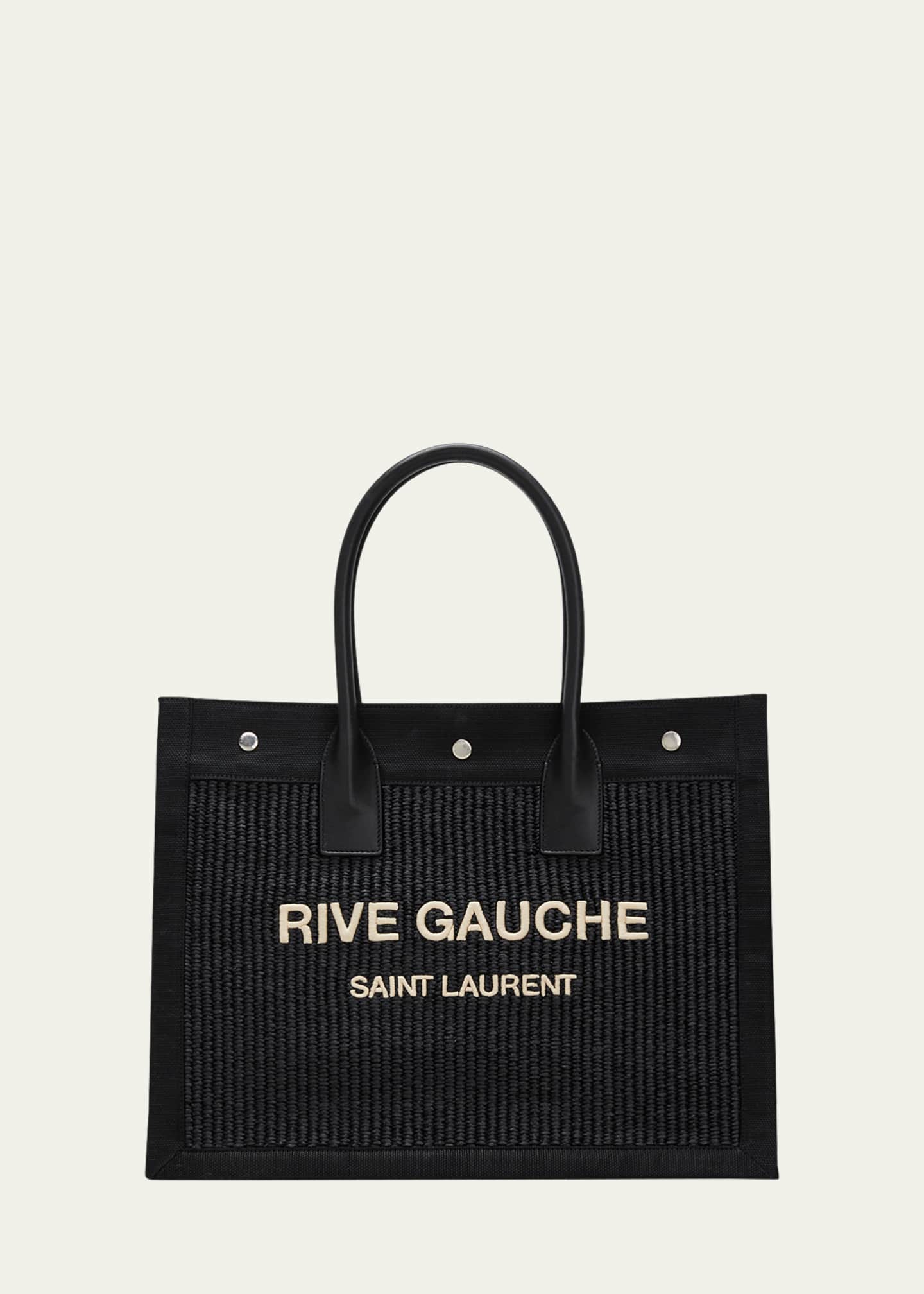 Saint Laurent Rive Gauche Small Tote Bag in Raffia - Bergdorf Goodman
