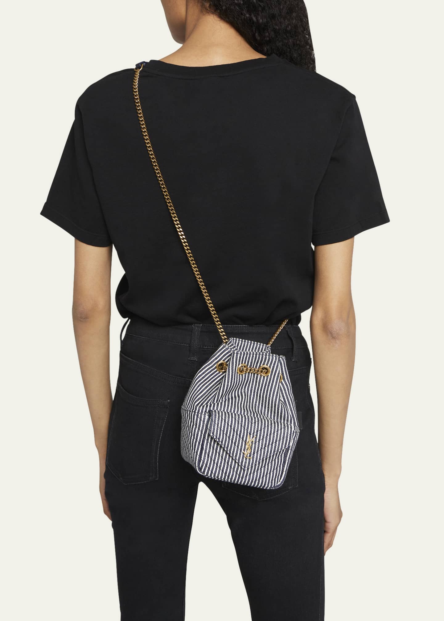 Saint Laurent Monogram Denim Bucket Bag - ShopStyle