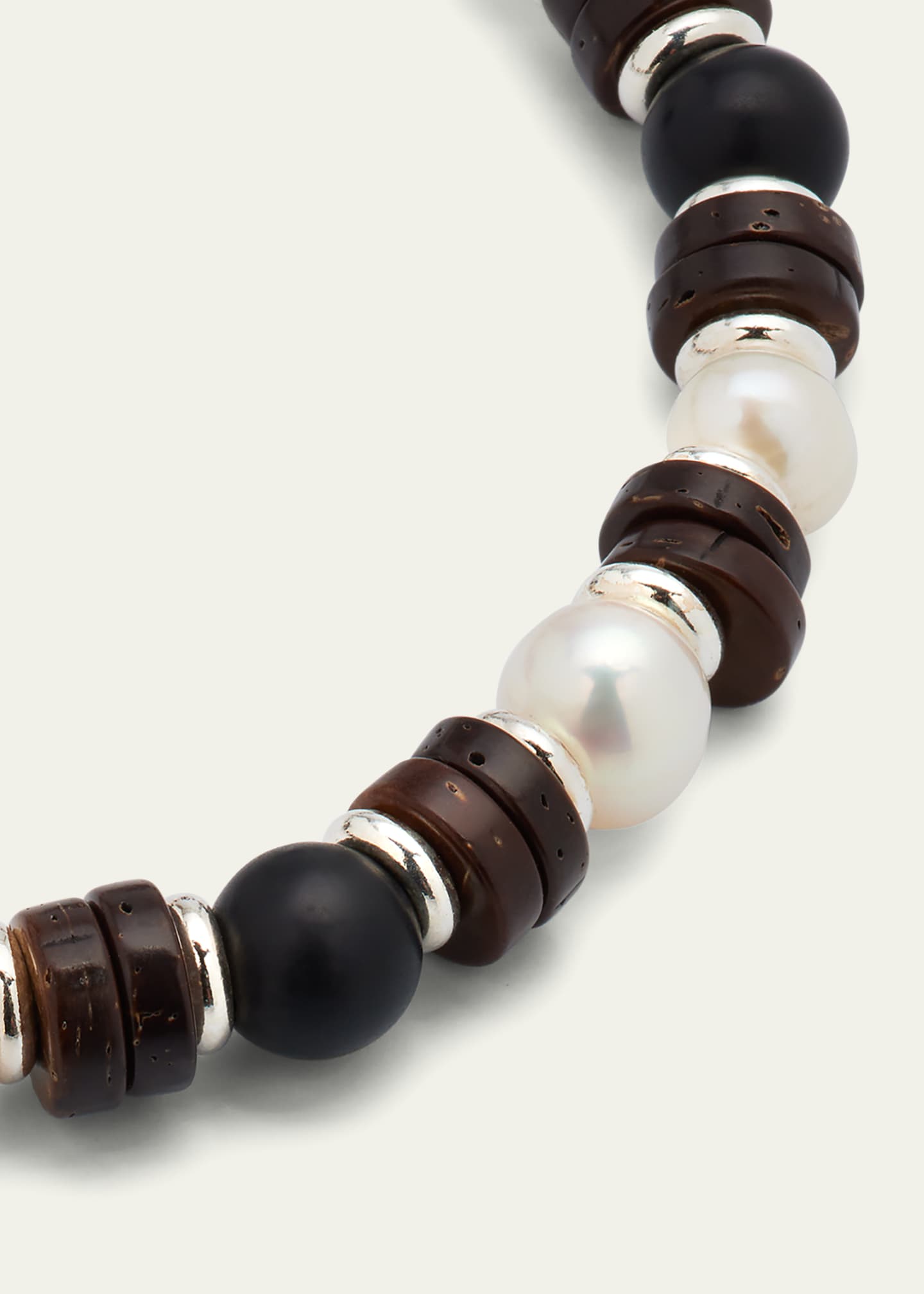 Jan Leslie Men's Freshwater Pearl and Black Agate Beaded Bracelet Image 2 of 2