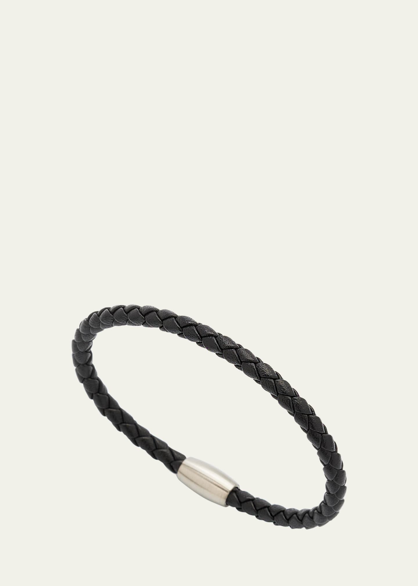 Jan Leslie Men's Magnetic Woven Leather Bracelet Image 3 of 5