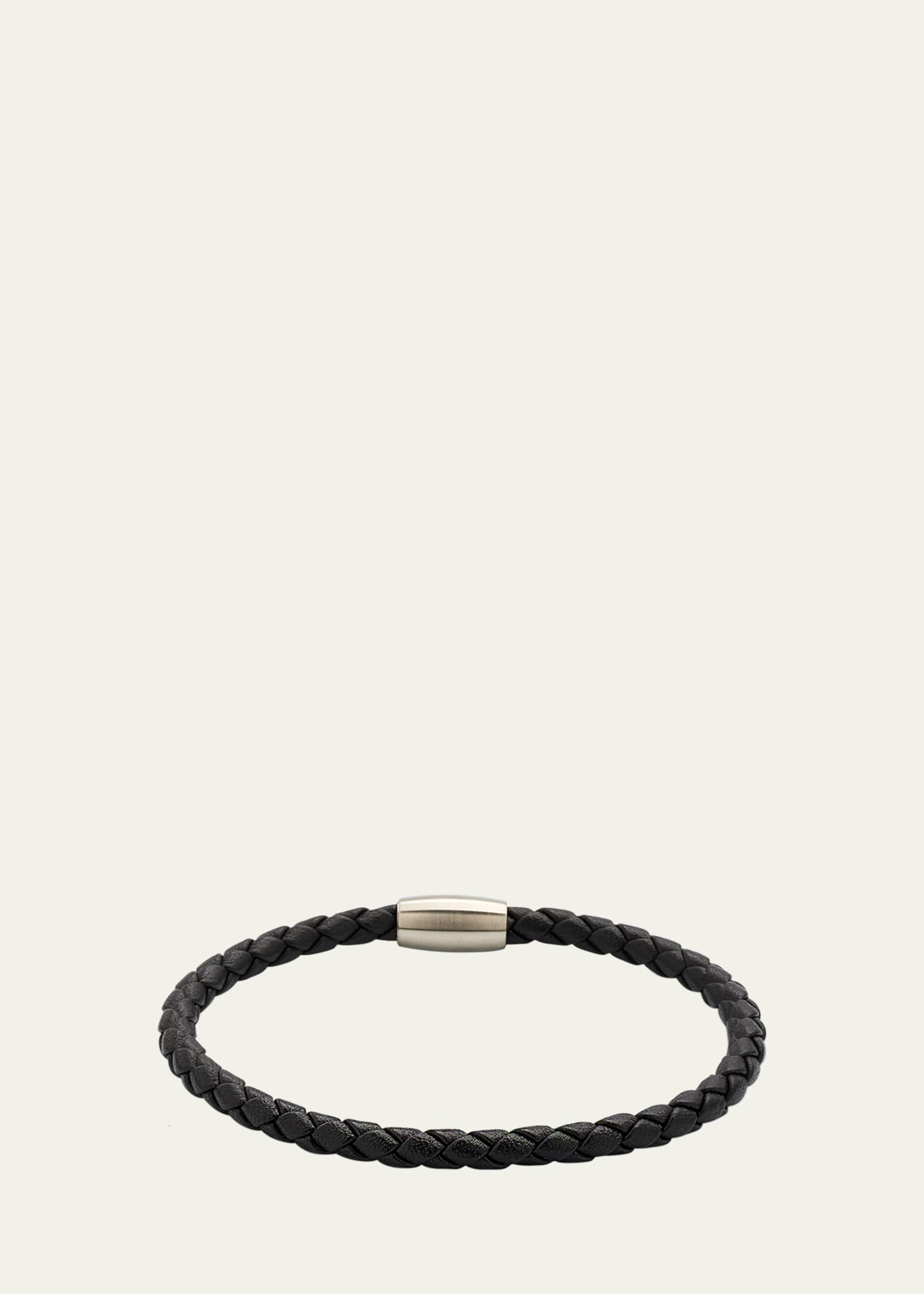 Jan Leslie Men's Magnetic Woven Leather Bracelet Image 1 of 5