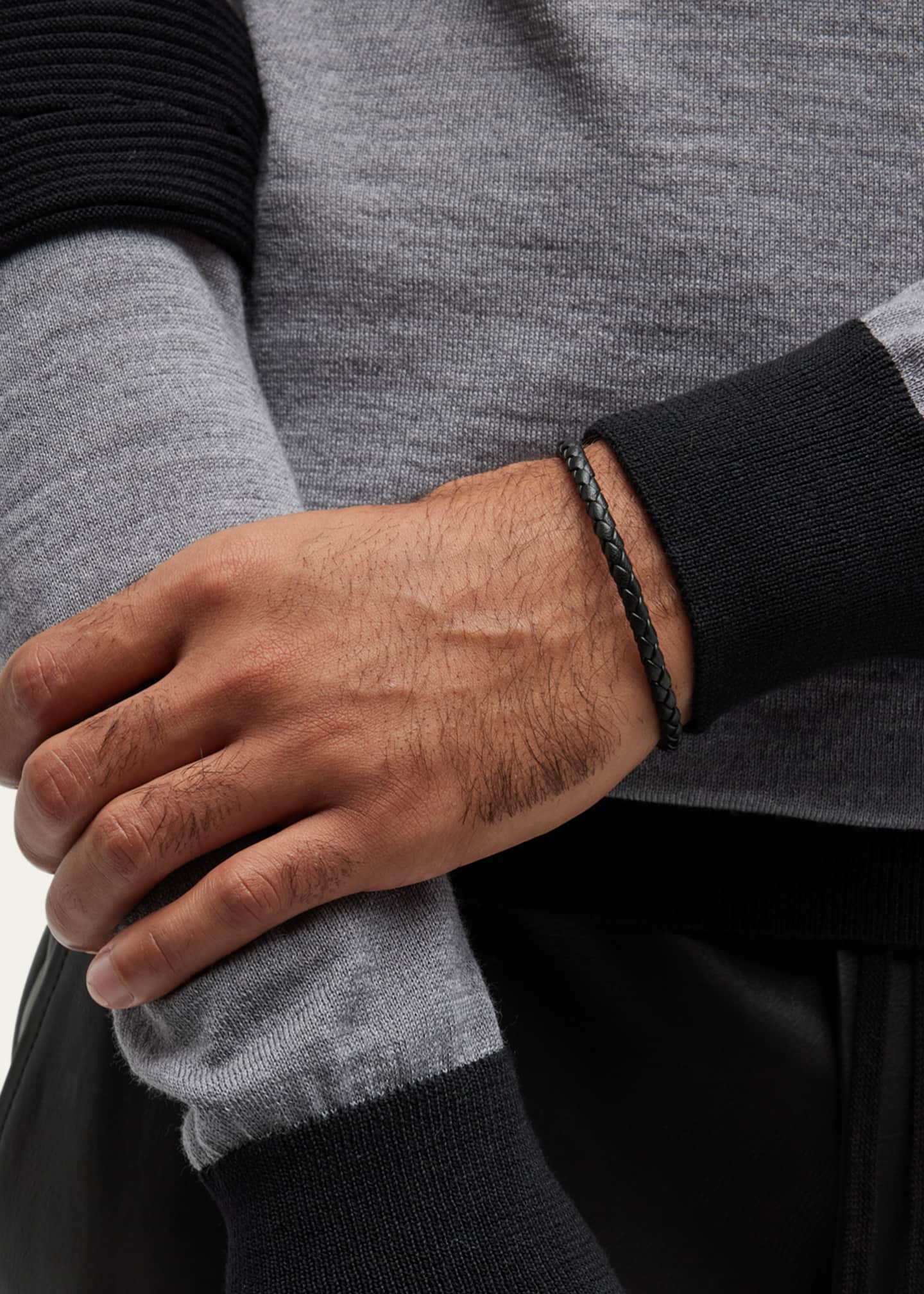 Jan Leslie Men's Magnetic Woven Leather Bracelet Image 5 of 5