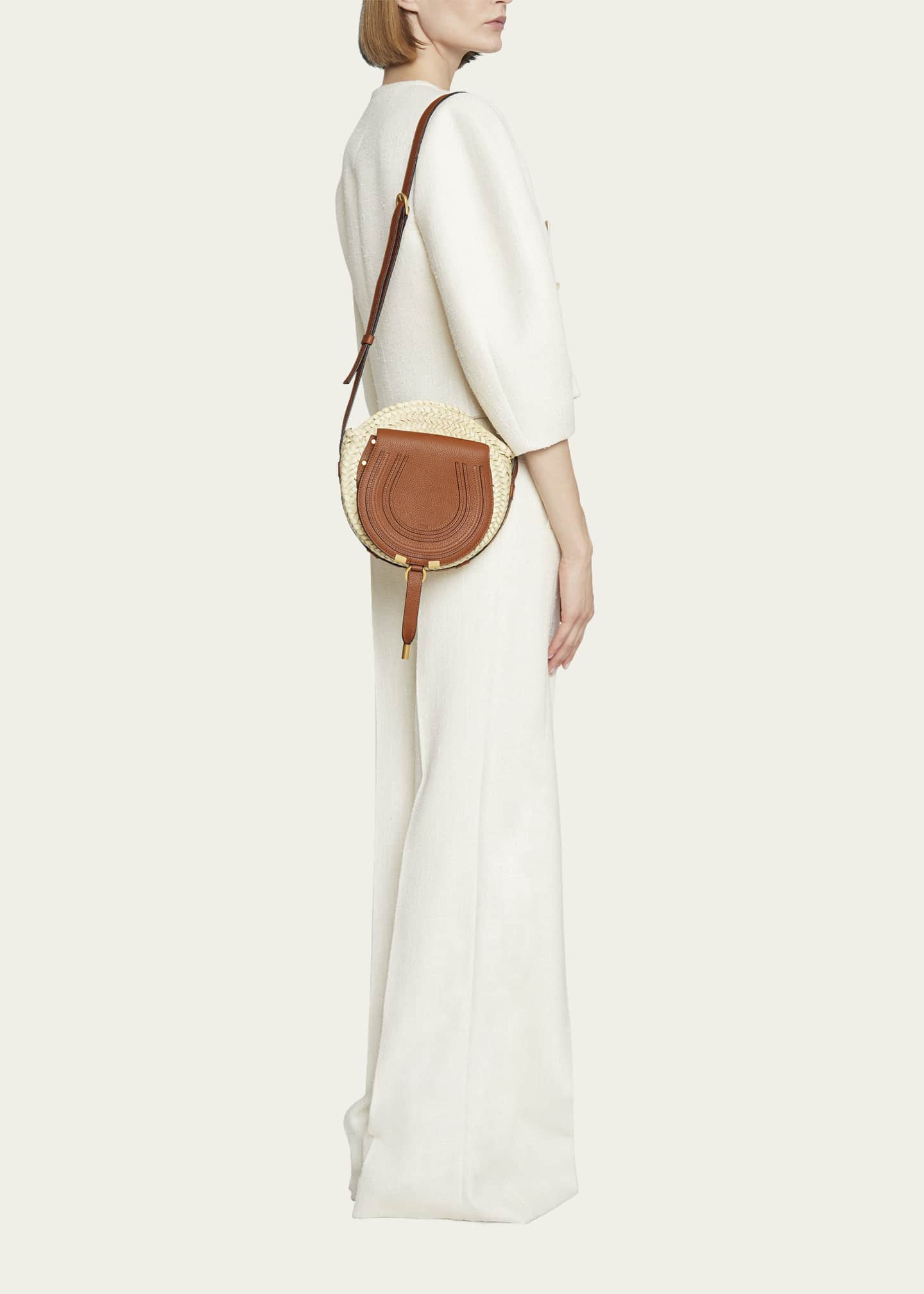 Chloe Marcie Raffia & Leather Crossbody Bag - Bergdorf Goodman