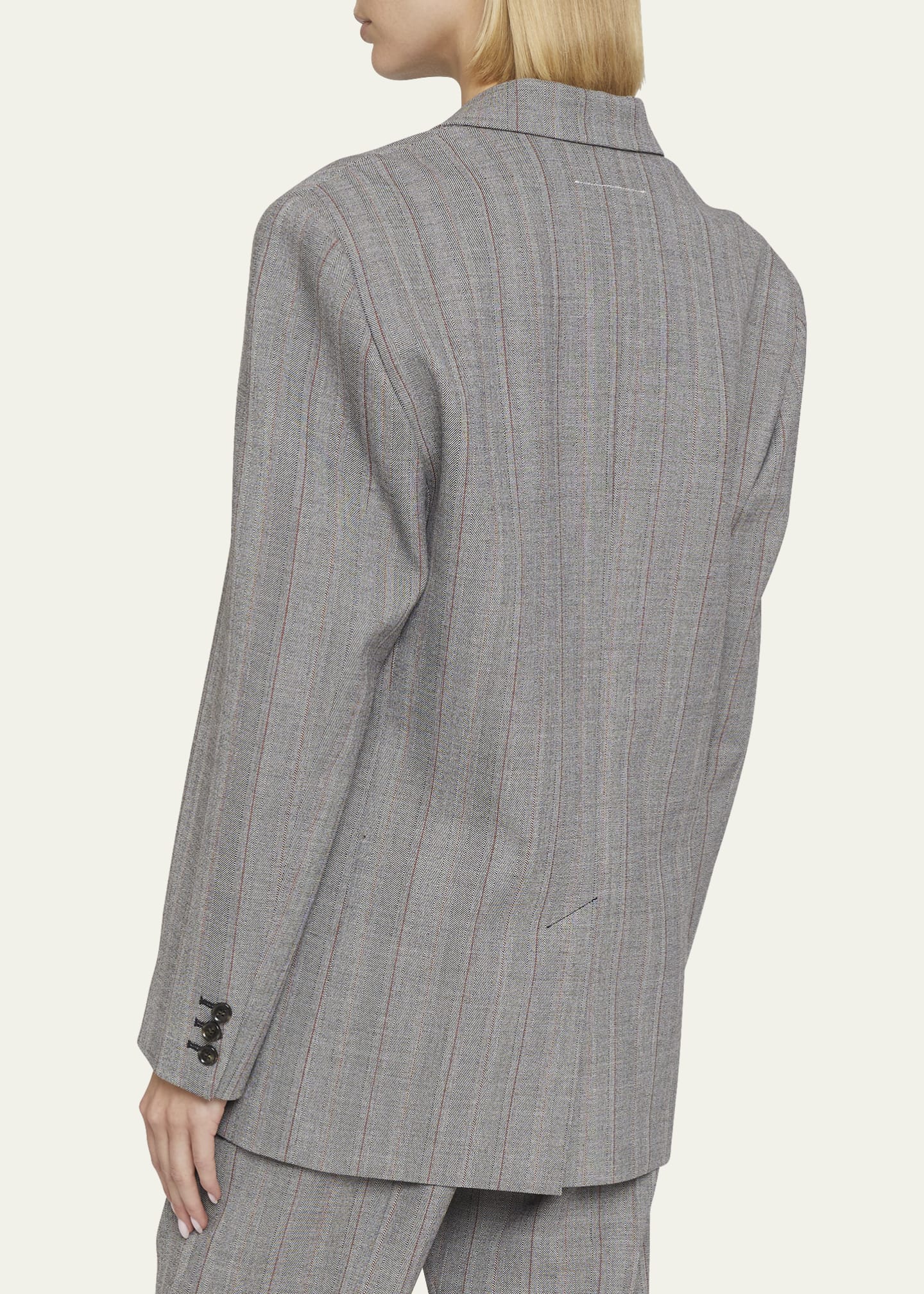 Maison Margiela single breasted pinstripe coat - Black