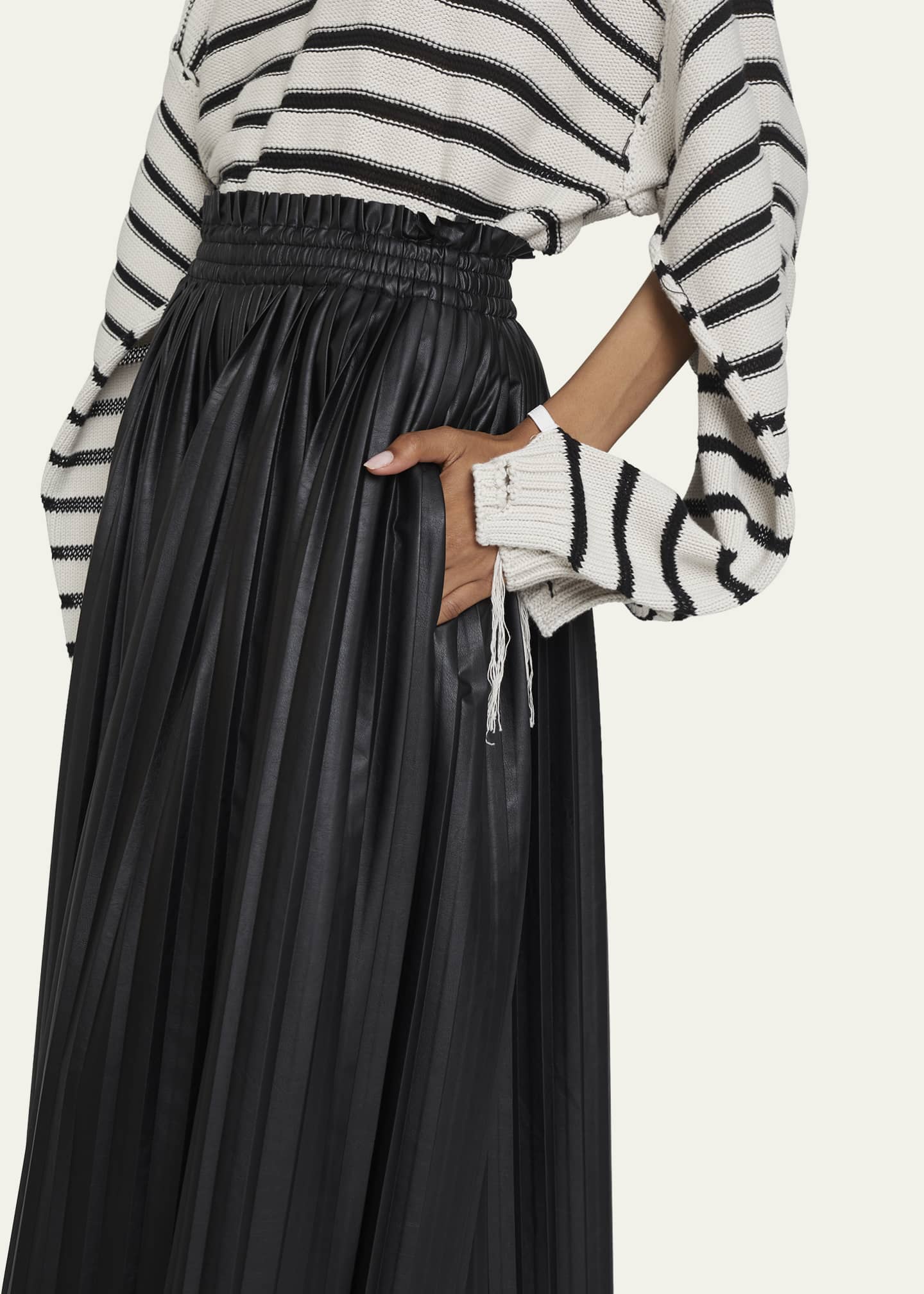 MM6 Maison Margiela Pleated Wide Leg Faux Leather Pants Bergdorf