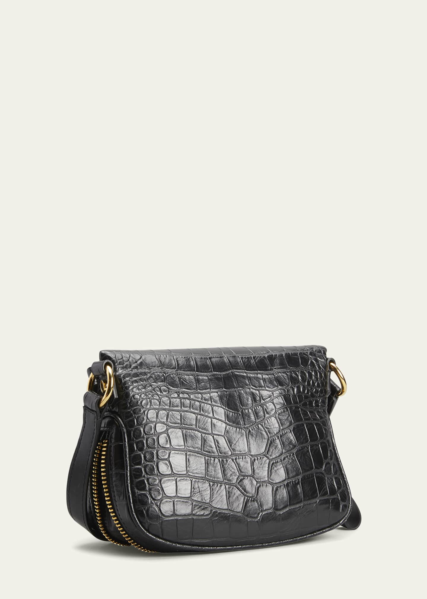 TOM FORD: croco print leather bag - Black  Tom Ford crossbody bags  S0447LCL350G online at