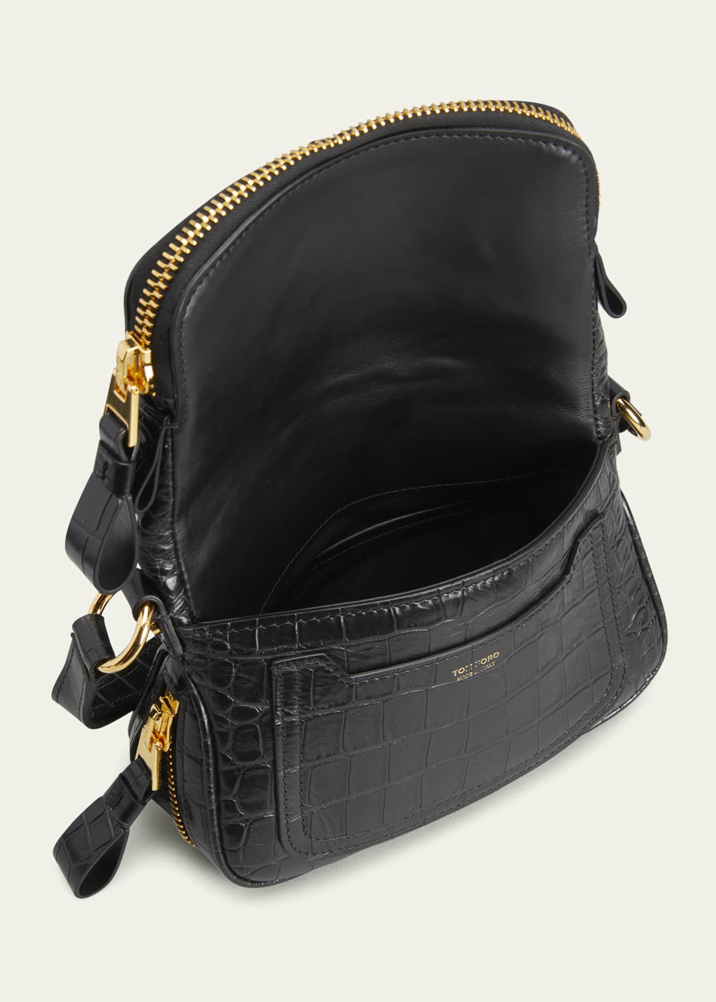 TOM FORD Mini Jennifer Croc Embossed Leather Crossbody Bag