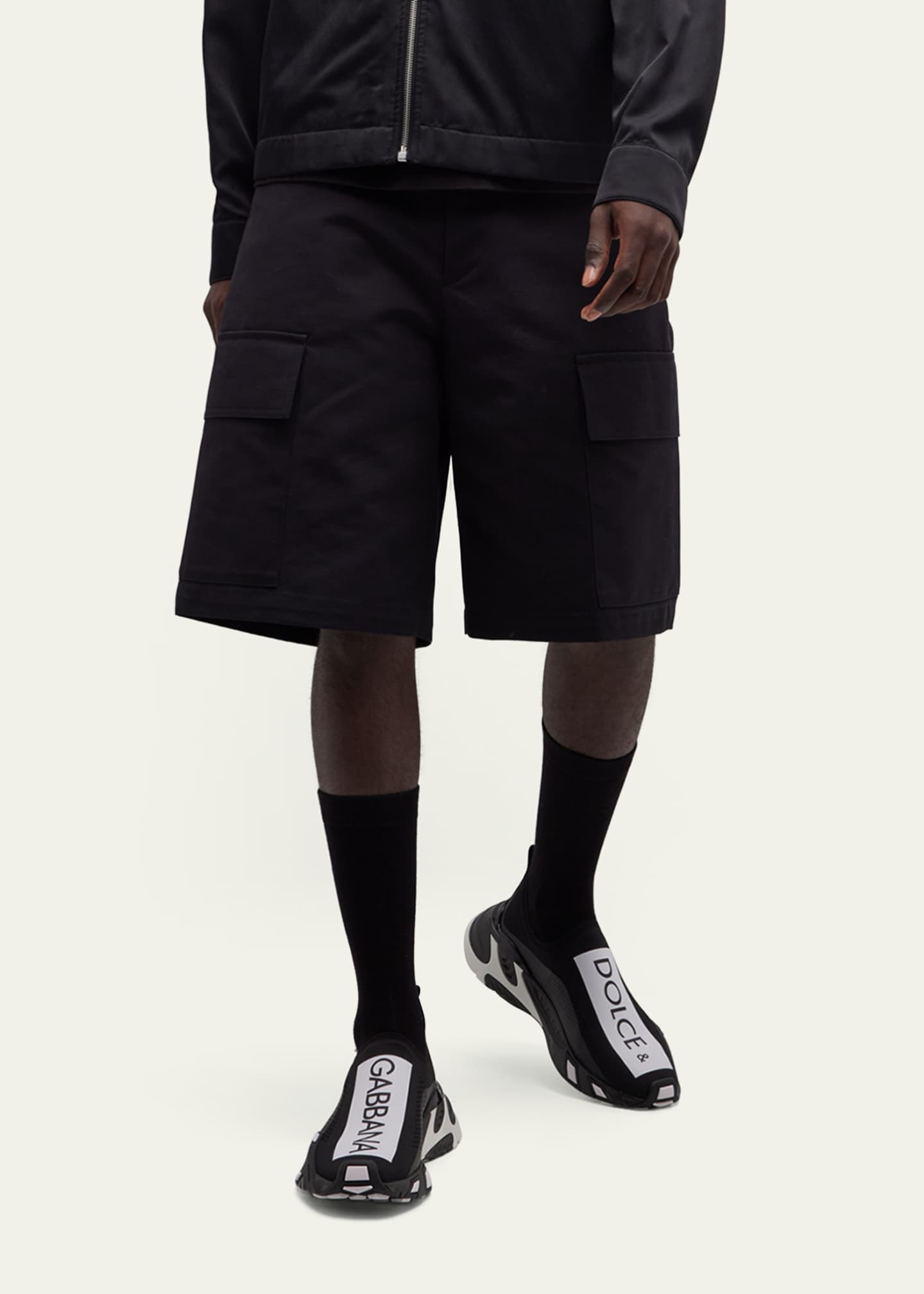 Dolce&Gabbana Men's Fast Logo-Stripe Sock Sneakers Image 2 of 5