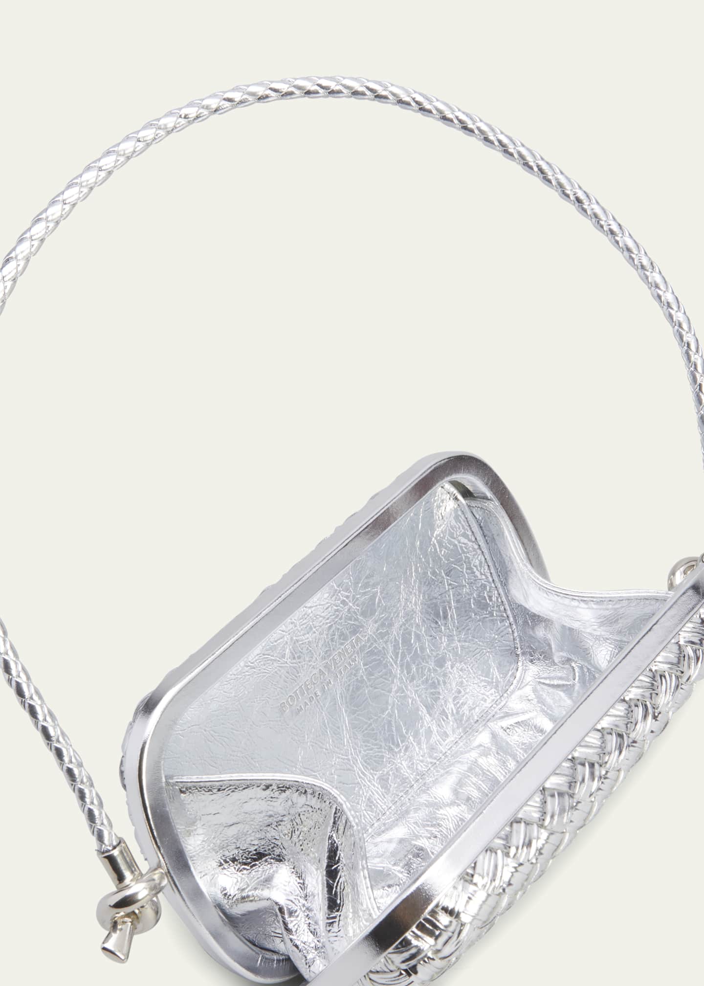 Bottega Veneta: Silver Glitter Webbing Bag
