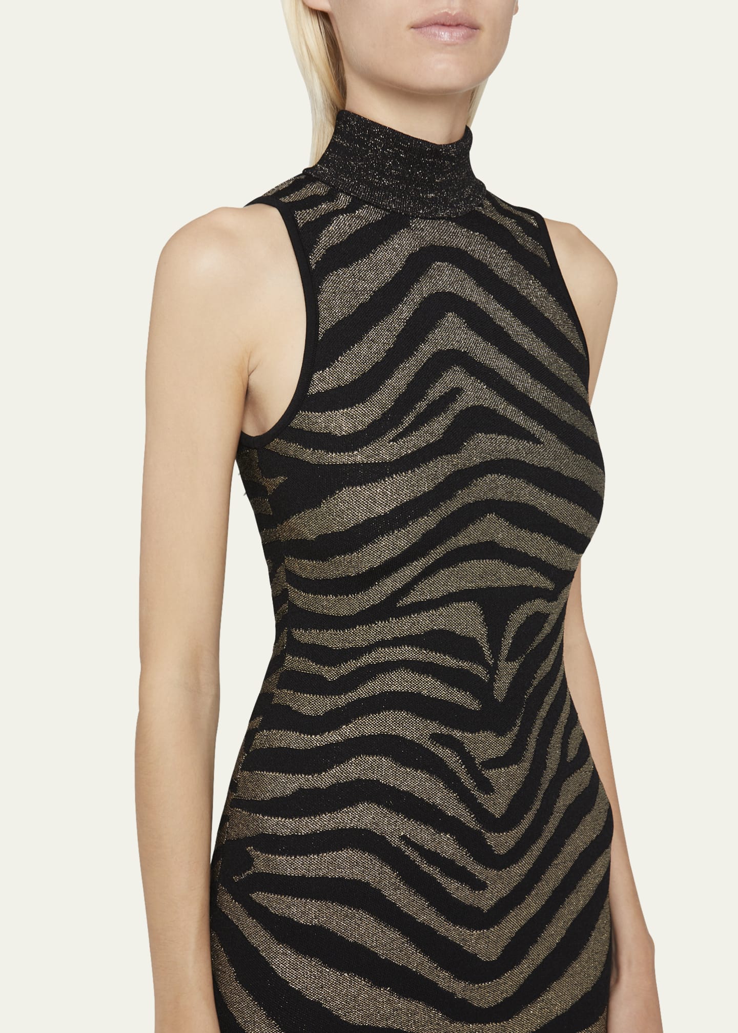 Balmain Golden Zebra Printed Knit Mini Dress Bergdorf Goodman