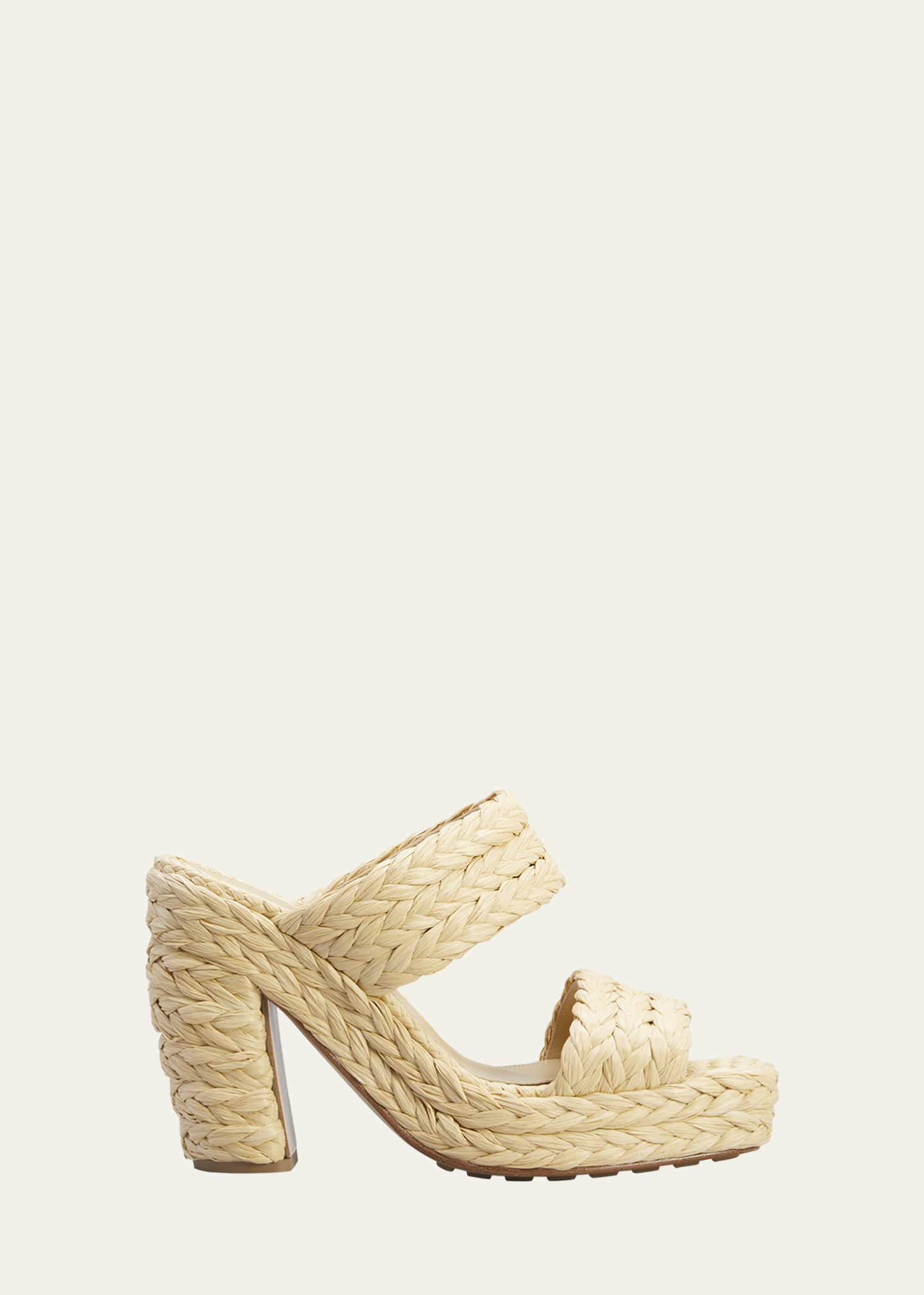 Bottega Veneta Braided Raffia Two-Band Platform Sandals - Bergdorf Goodman