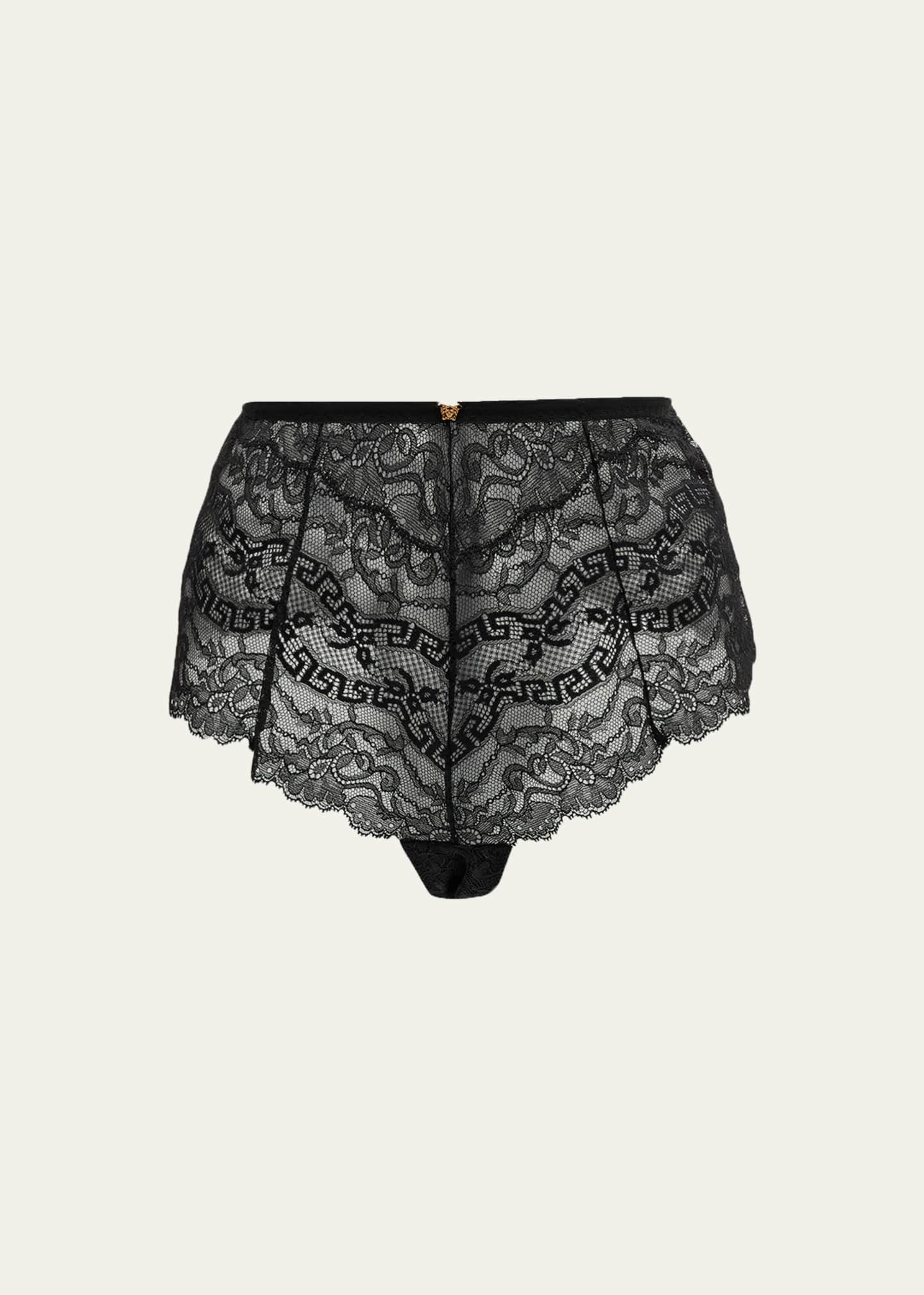 Versace High-Rise Barocco Lace Briefs