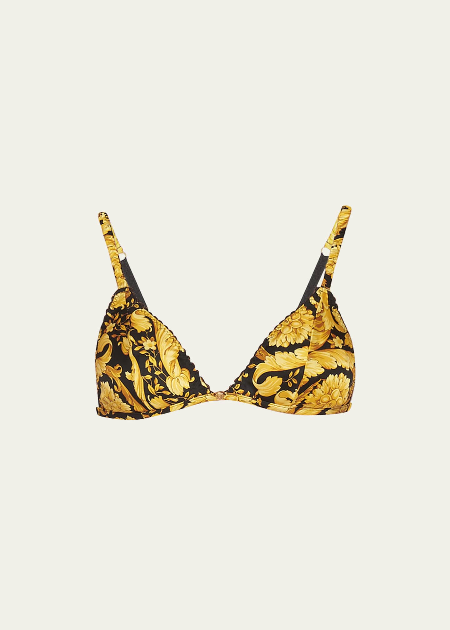 Logo silk satin and lace bralette in purple - Versace