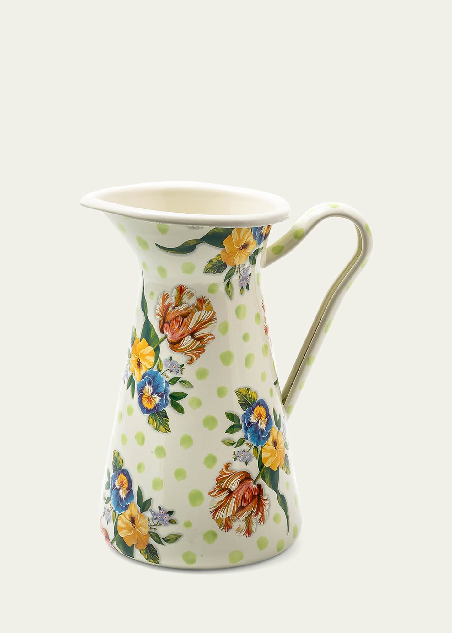 MacKenzie-Childs Wildflowers Enamel Large Practical Pitcher, Green Image 2 of 3