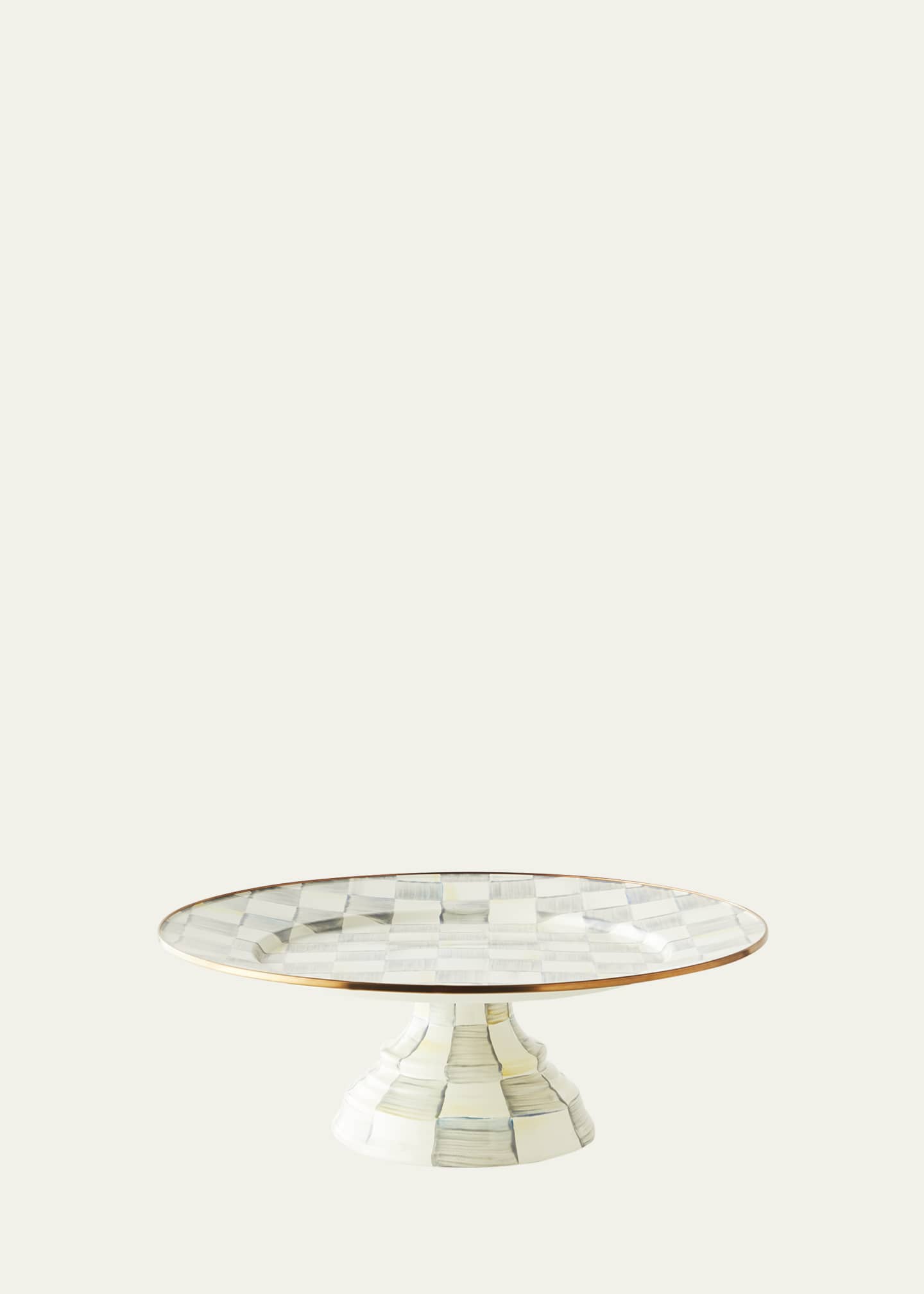 MacKenzieChilds Sterling Check Enamel Pedestal Platter, Large