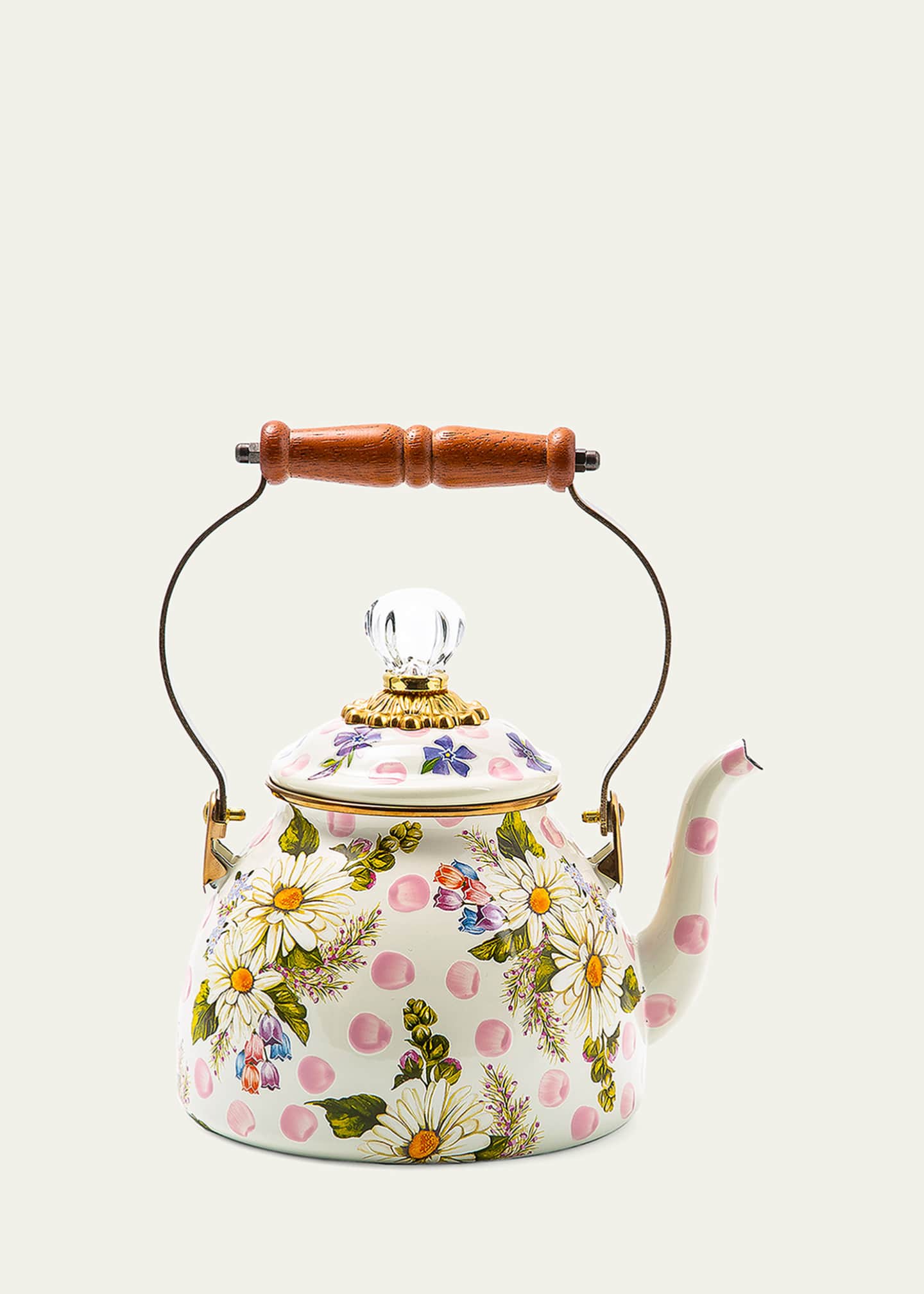 MacKenzie-Childs Wildflowers Pink Enamel 2-Quart Tea Kettle Image 2 of 3