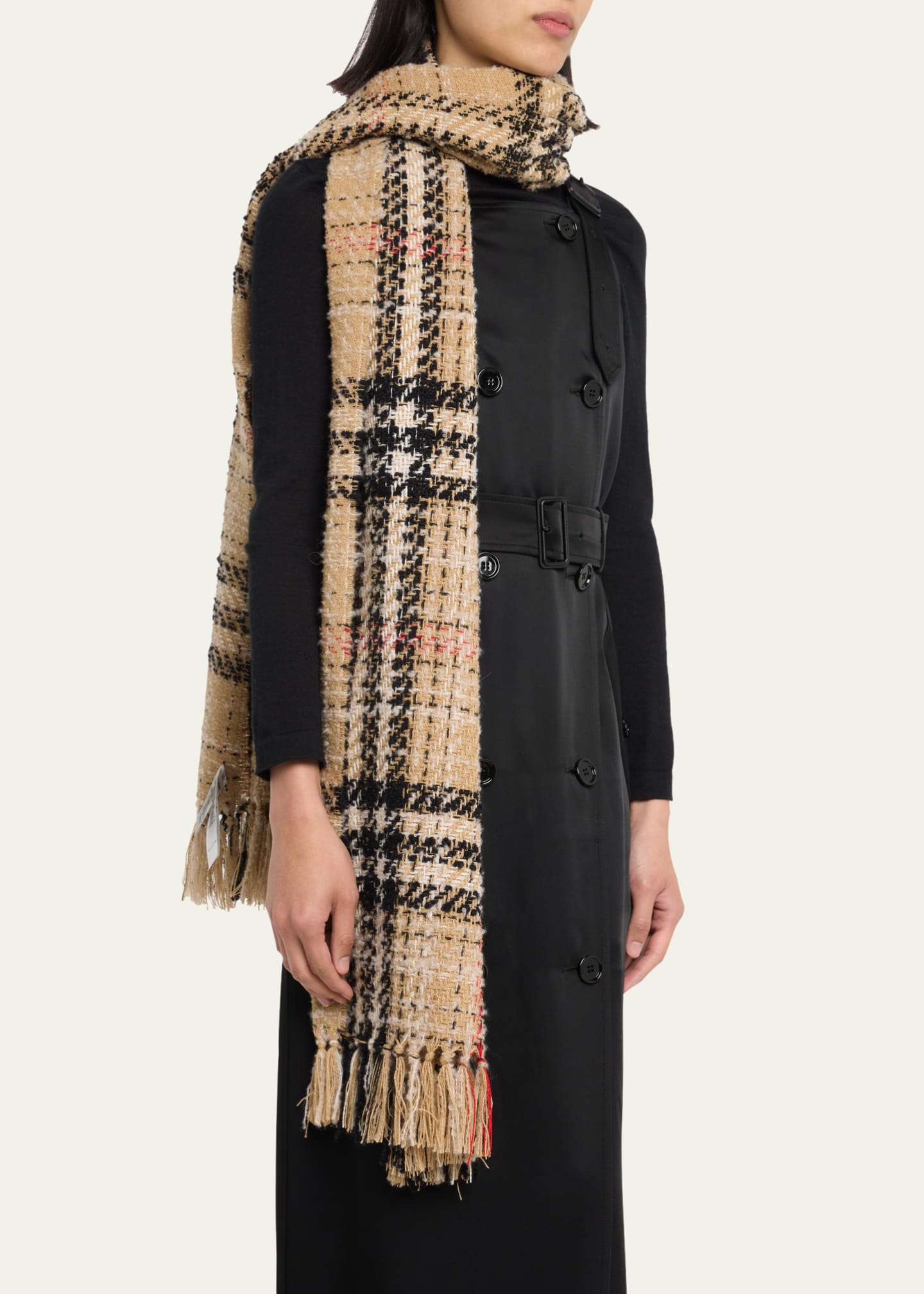 The mini classic vintage check cashmere scarf sales