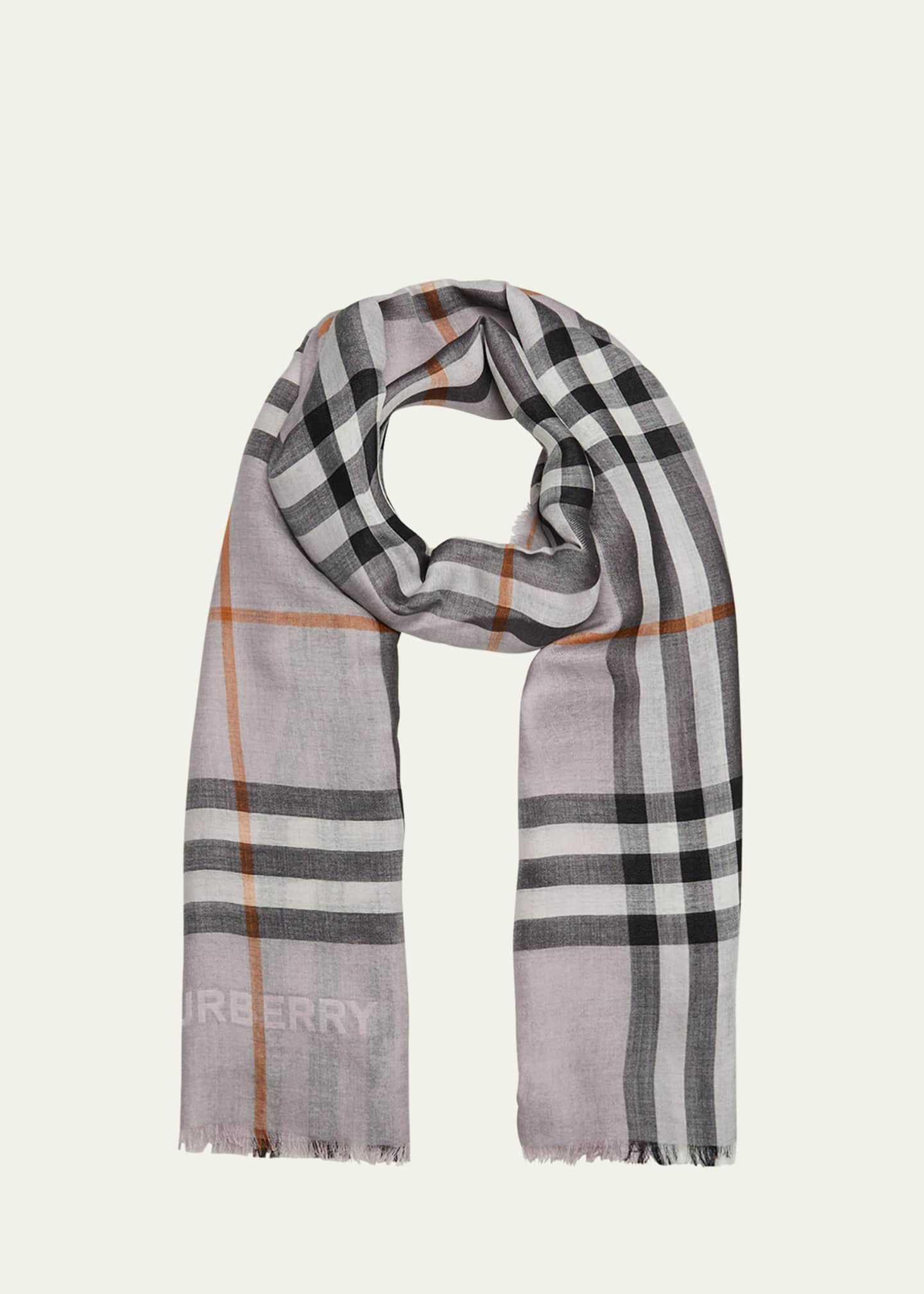 Burberry Logo Check Wool-Silk Scarf - Bergdorf Goodman